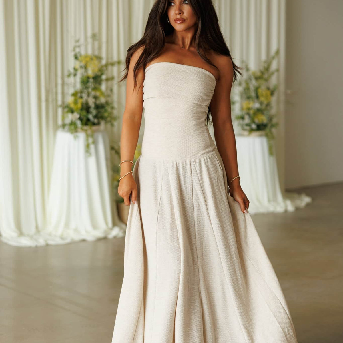 fresh start convertible tube maxi dress Oatmeal Tube Maxi Dress