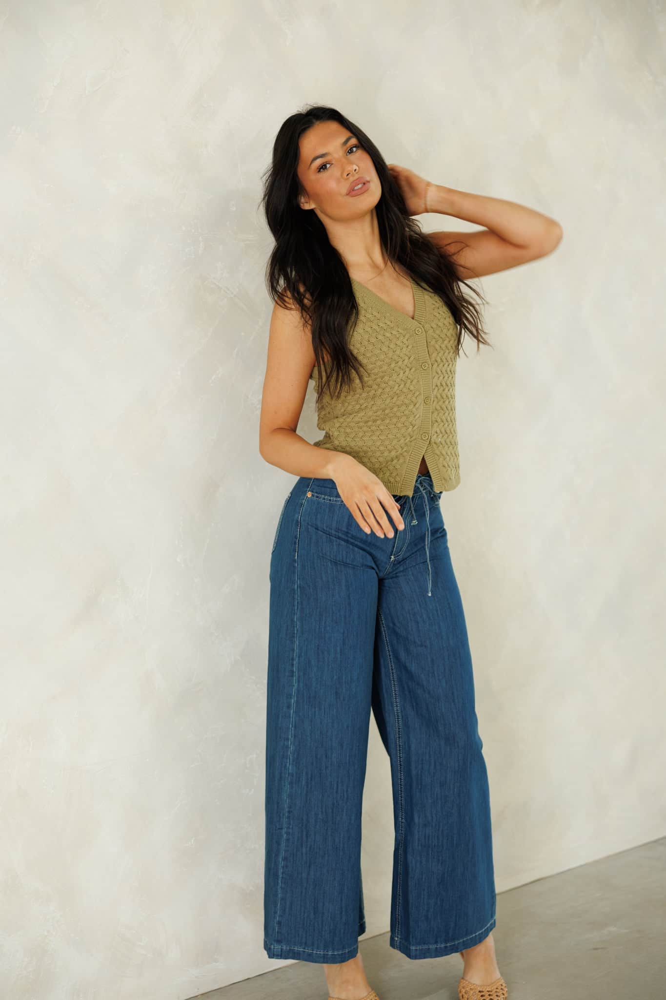 Olive Knit Sweater Vest
