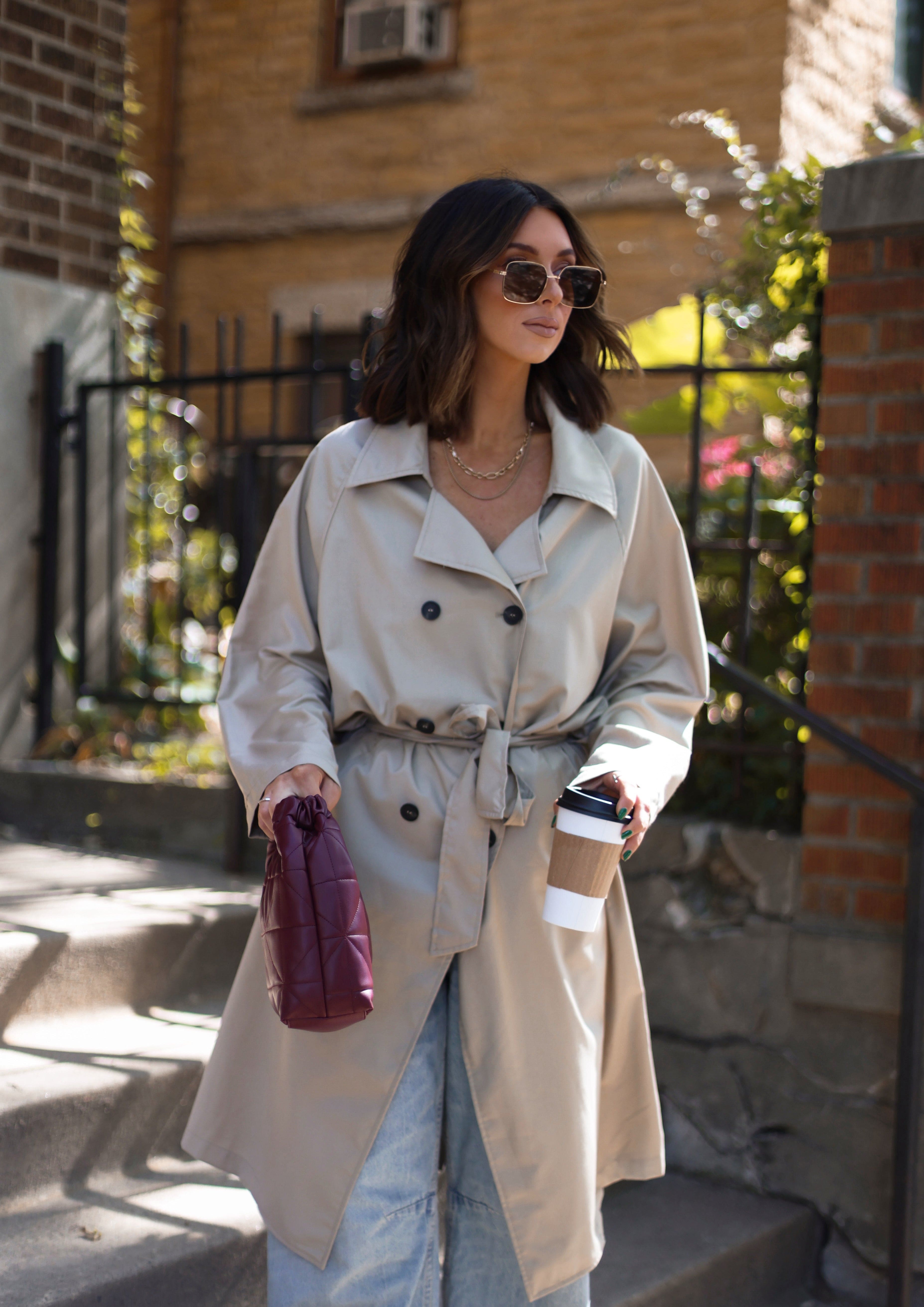 Oversized Trench Coat S Beige