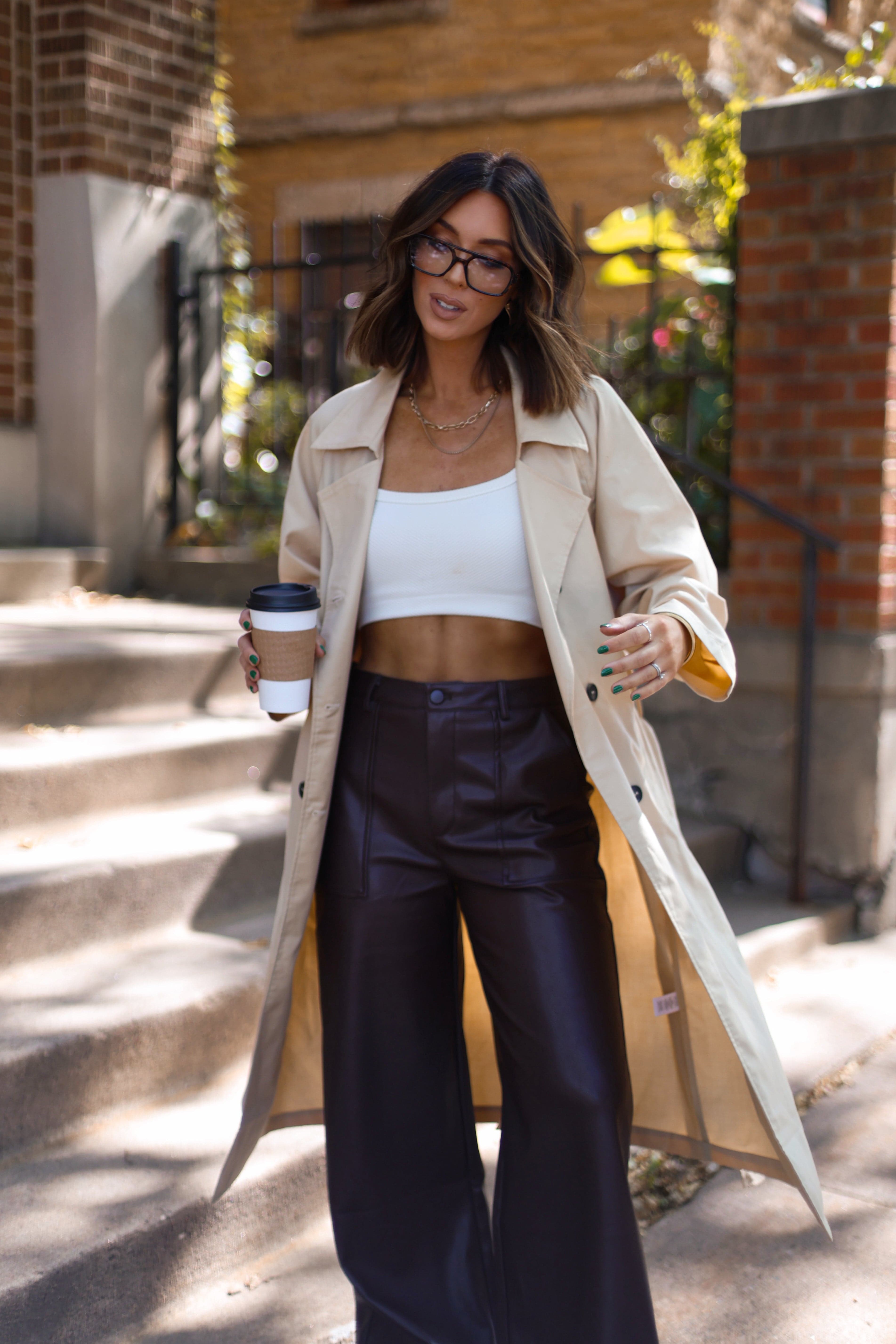 Crop Top With Long Coat Oversized Trench Coat