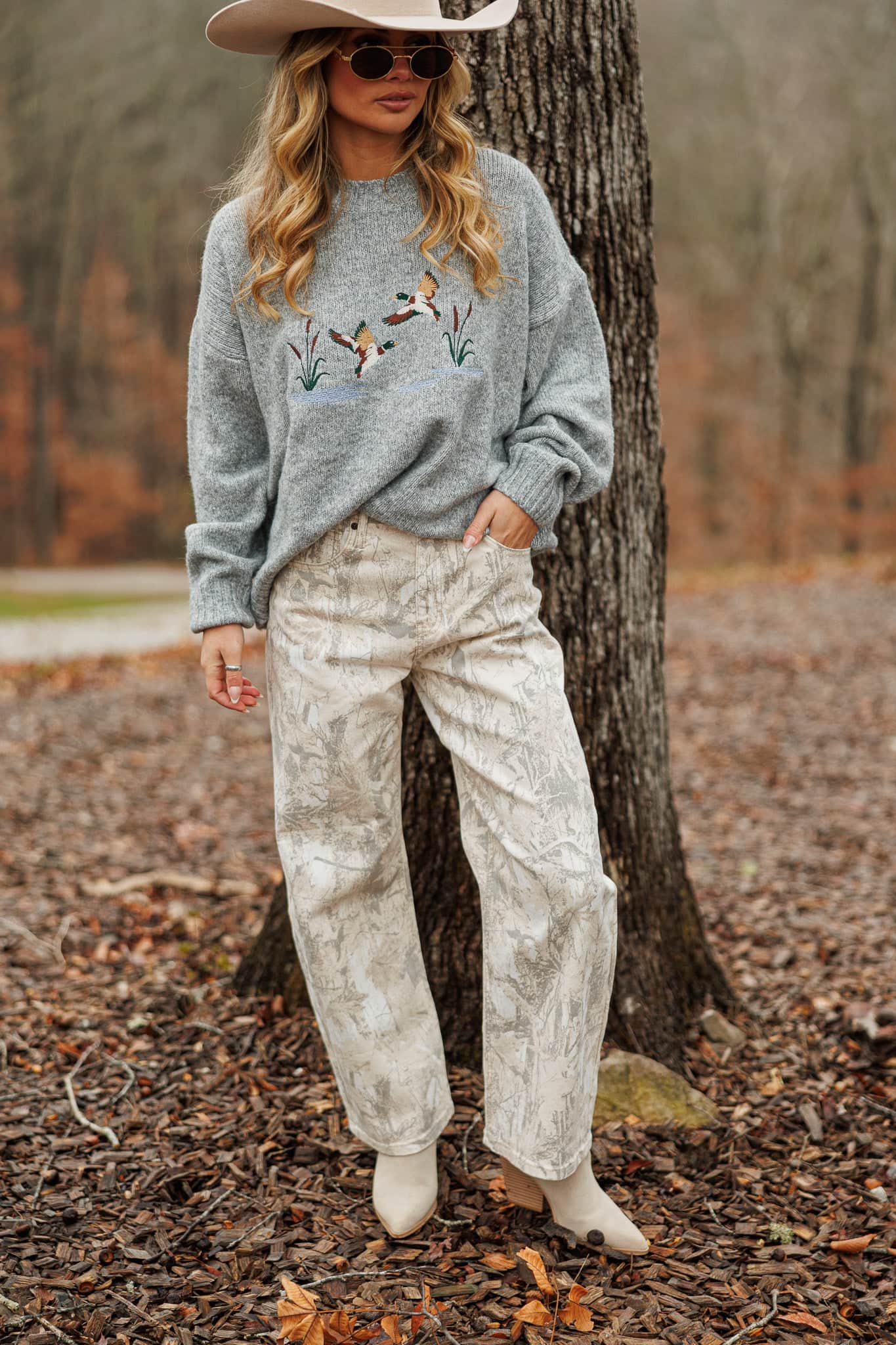 Camo Curve Barrel Jeans