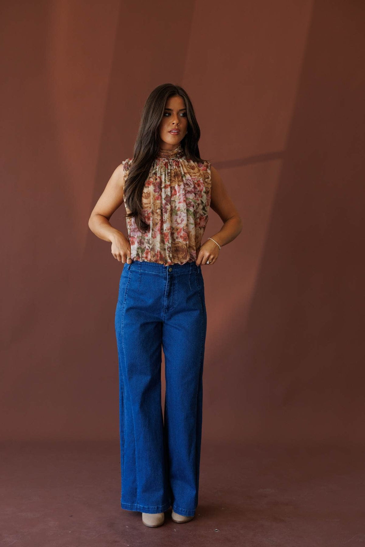 Multicolour floral bodysuit, front view