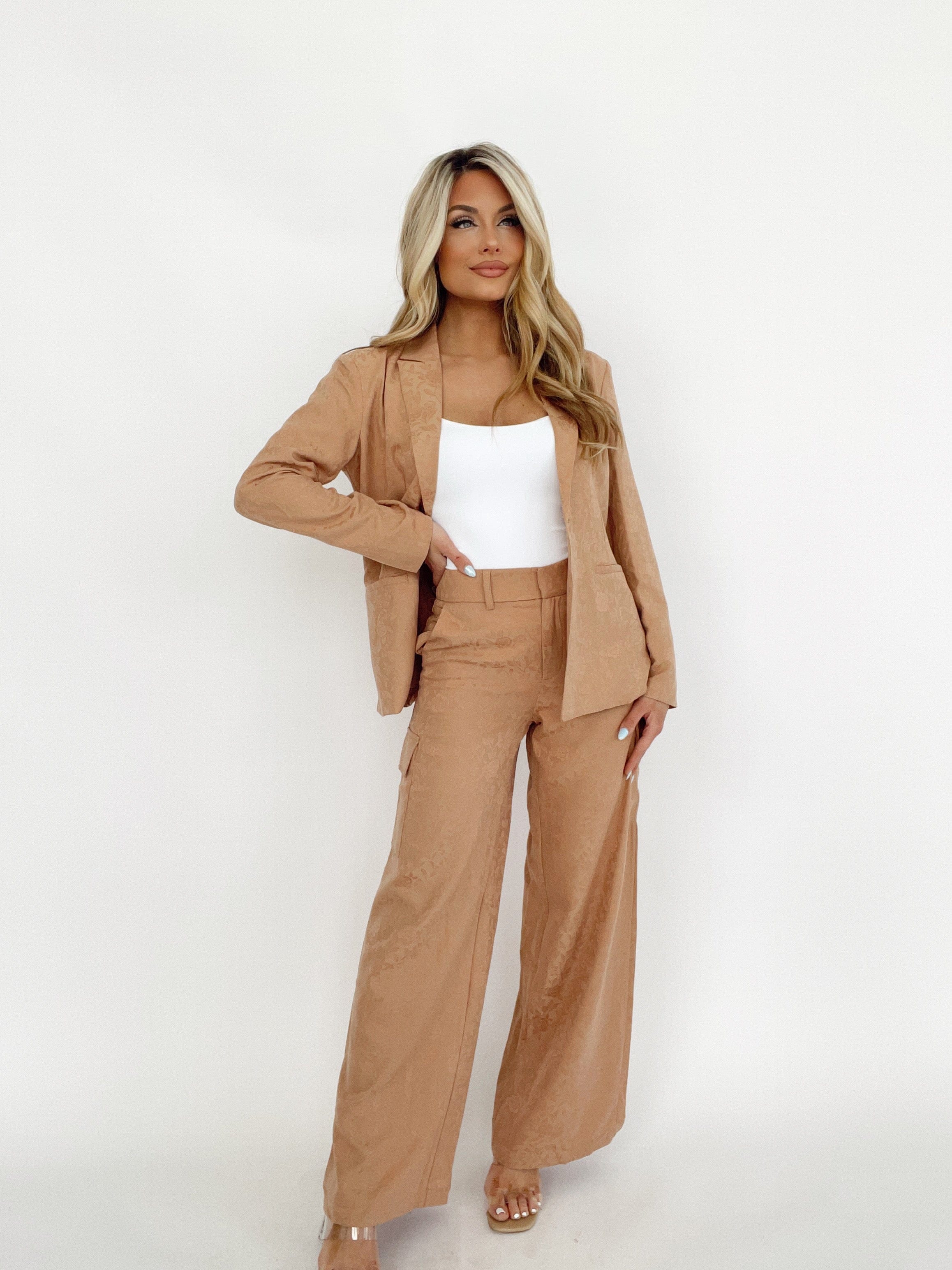 PI5847FO satin jacquard cargo pant Fore Collection