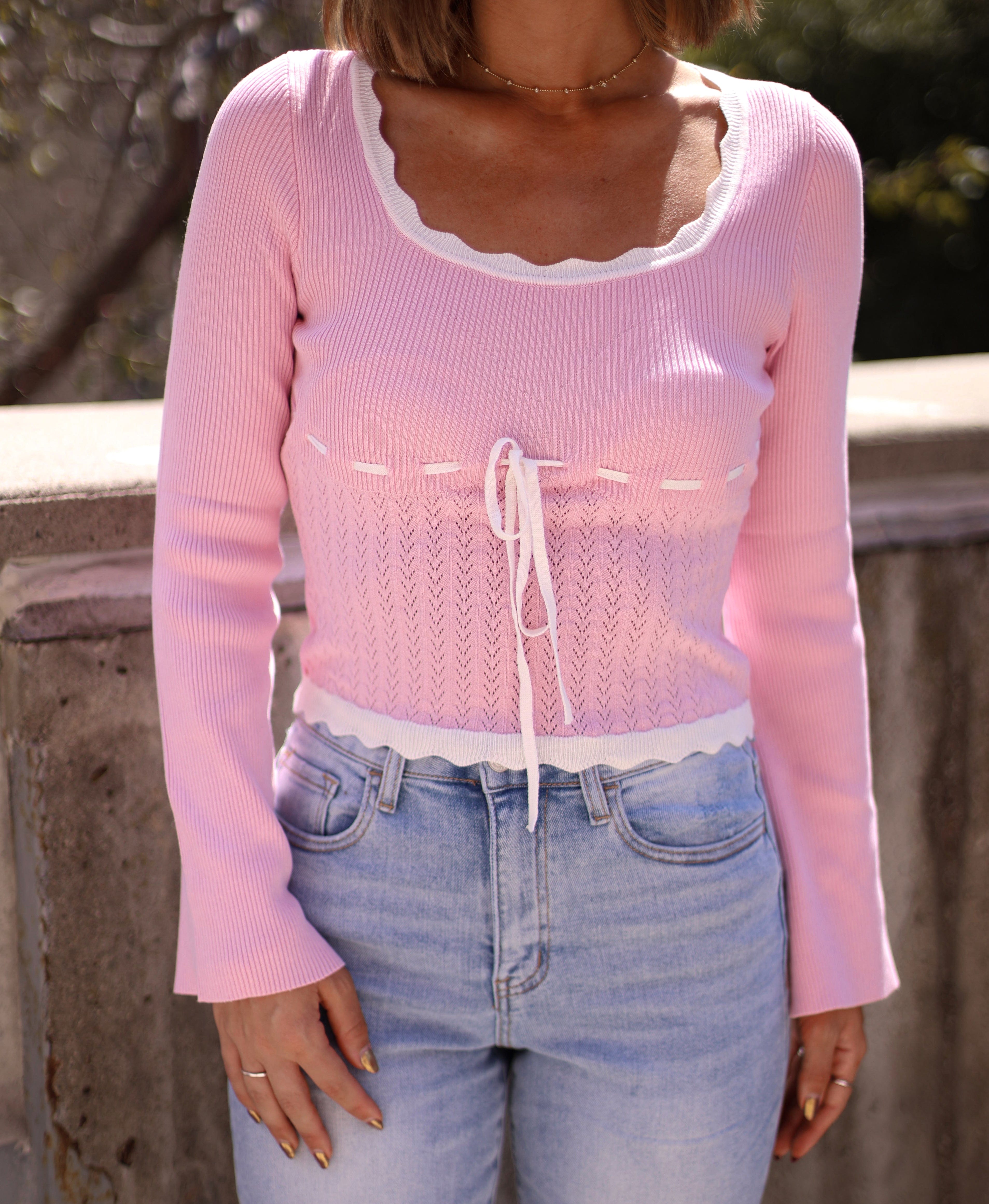 Pink Knit Bow Top papermoon