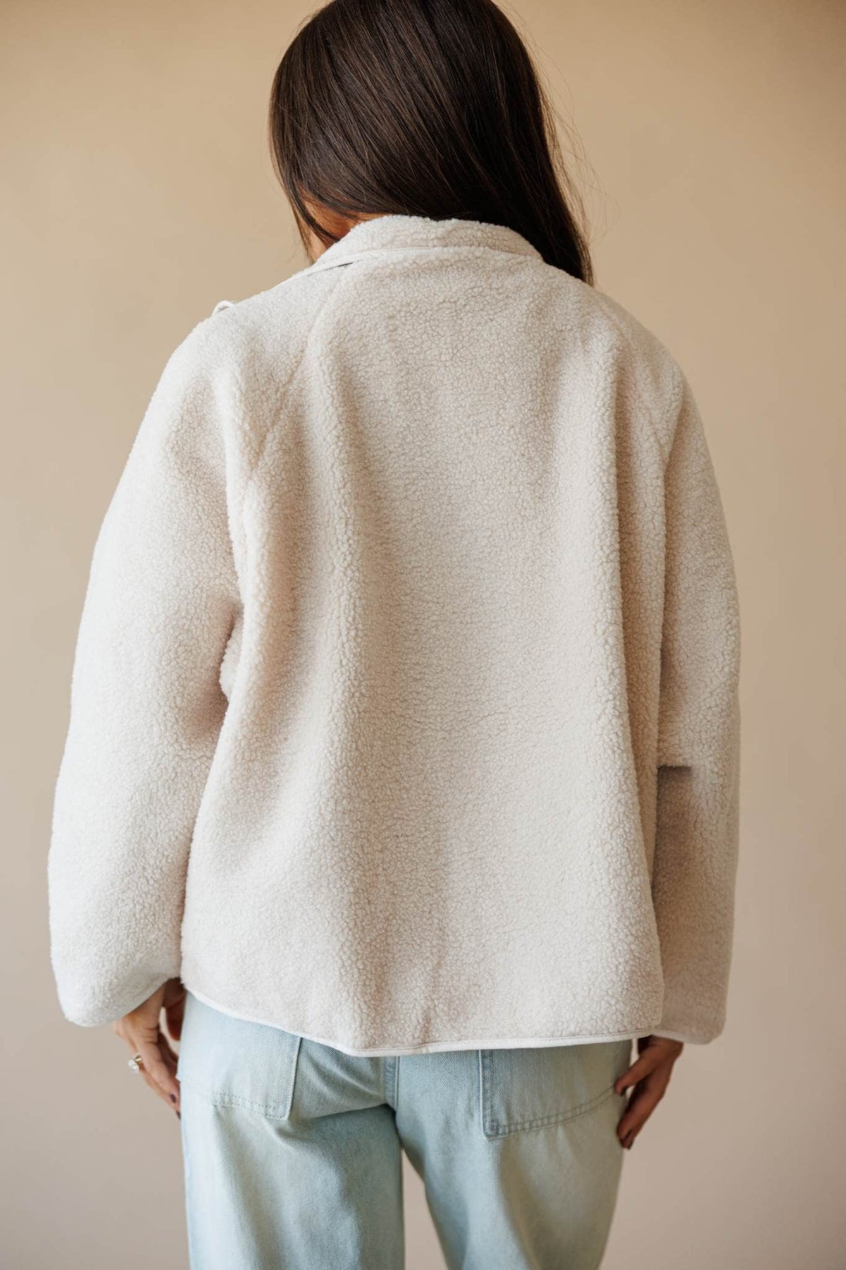 Cream sherpa reversible jacket