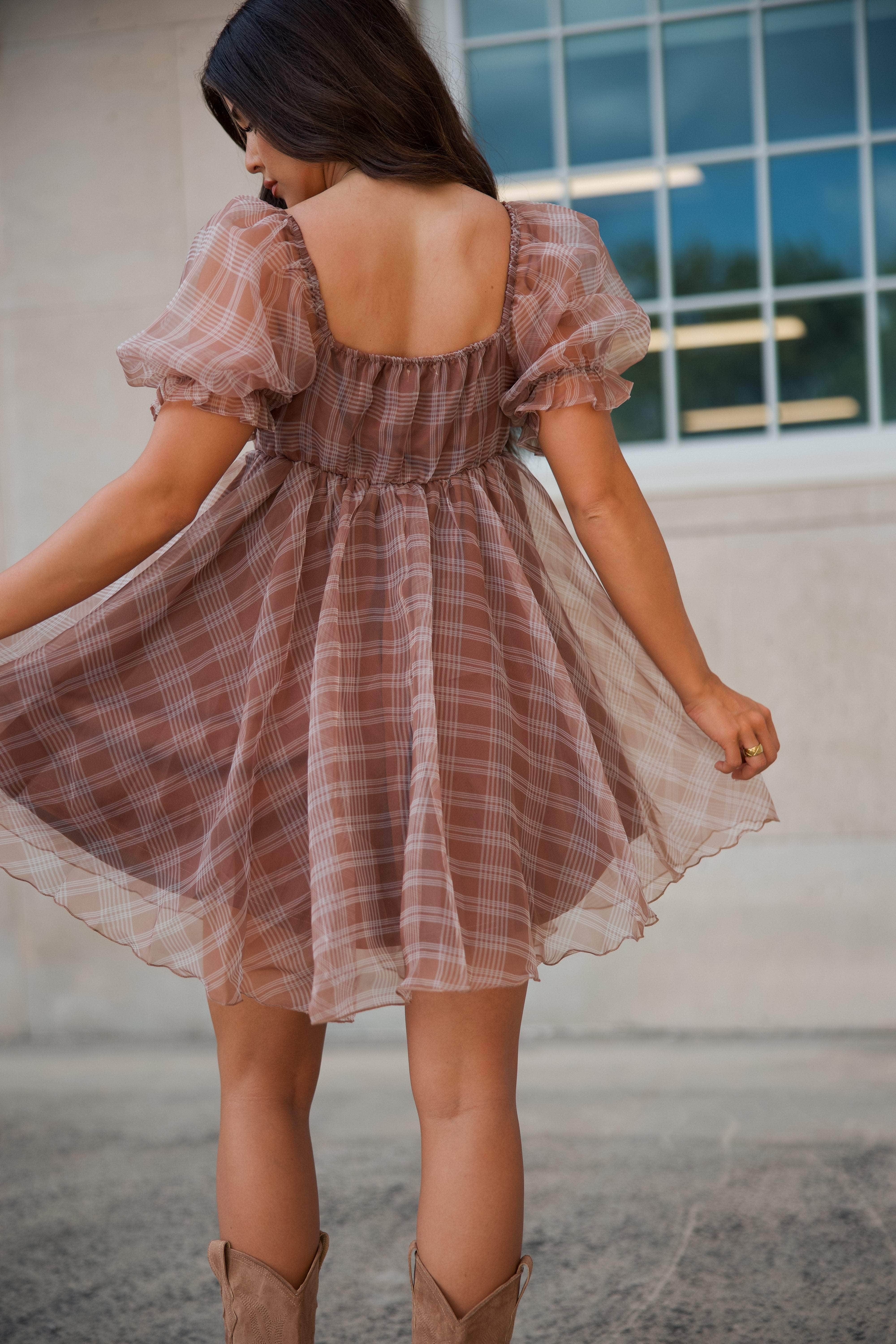 Plaid Babydoll Tulle Dress