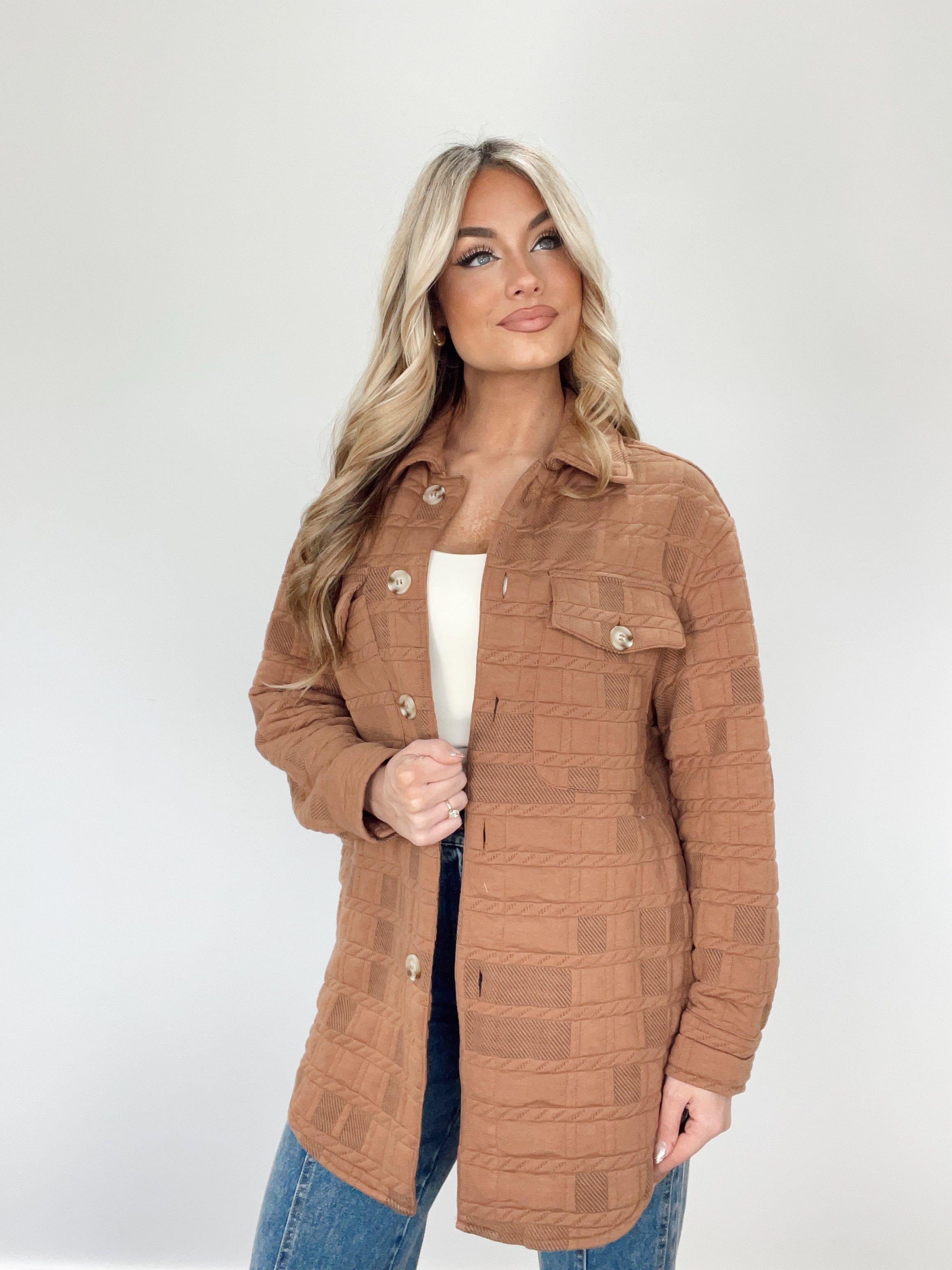 PSJ1277 mocha button up jacket BaeVely