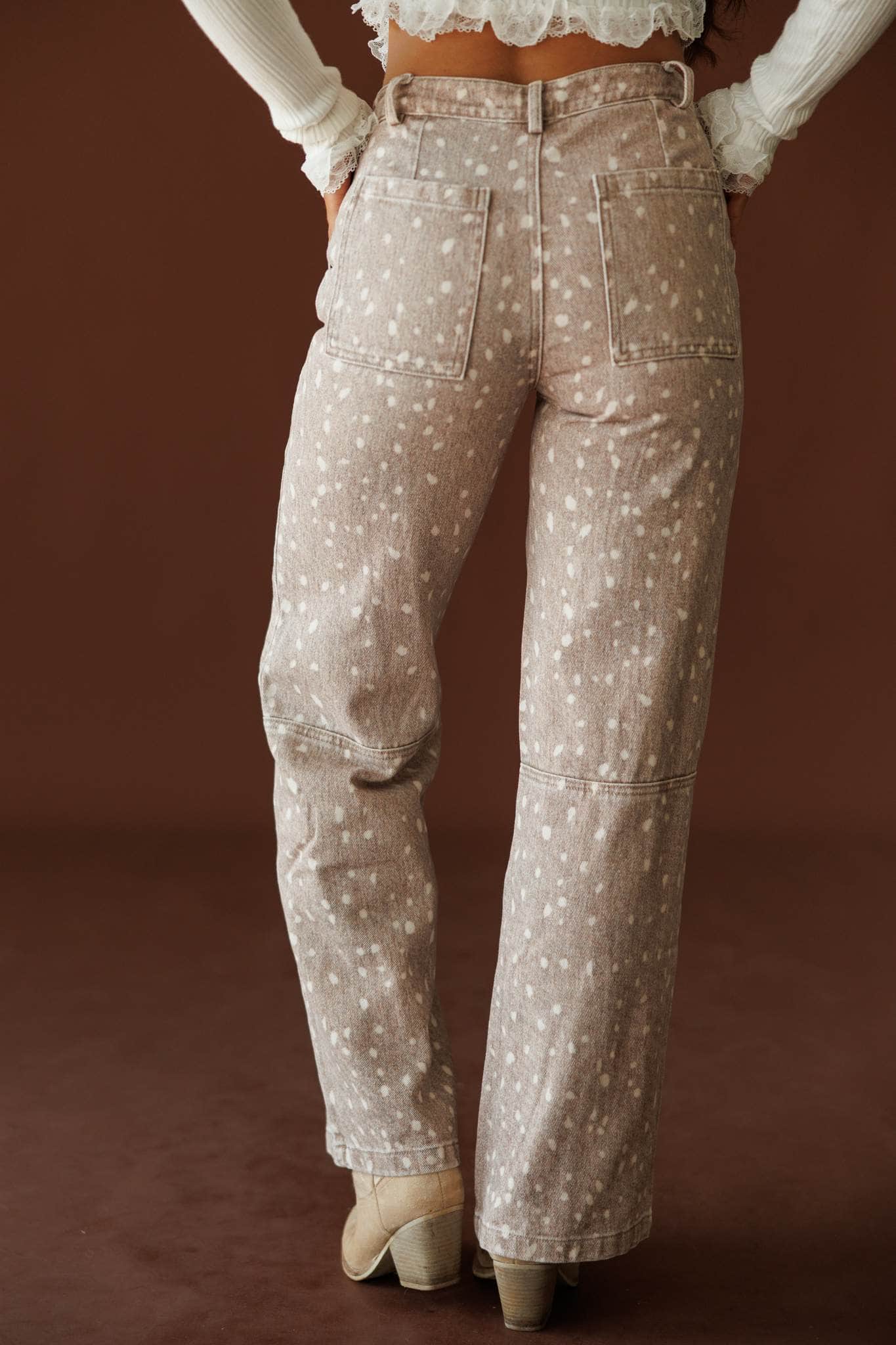 Bambi Deer Print Twill Pants