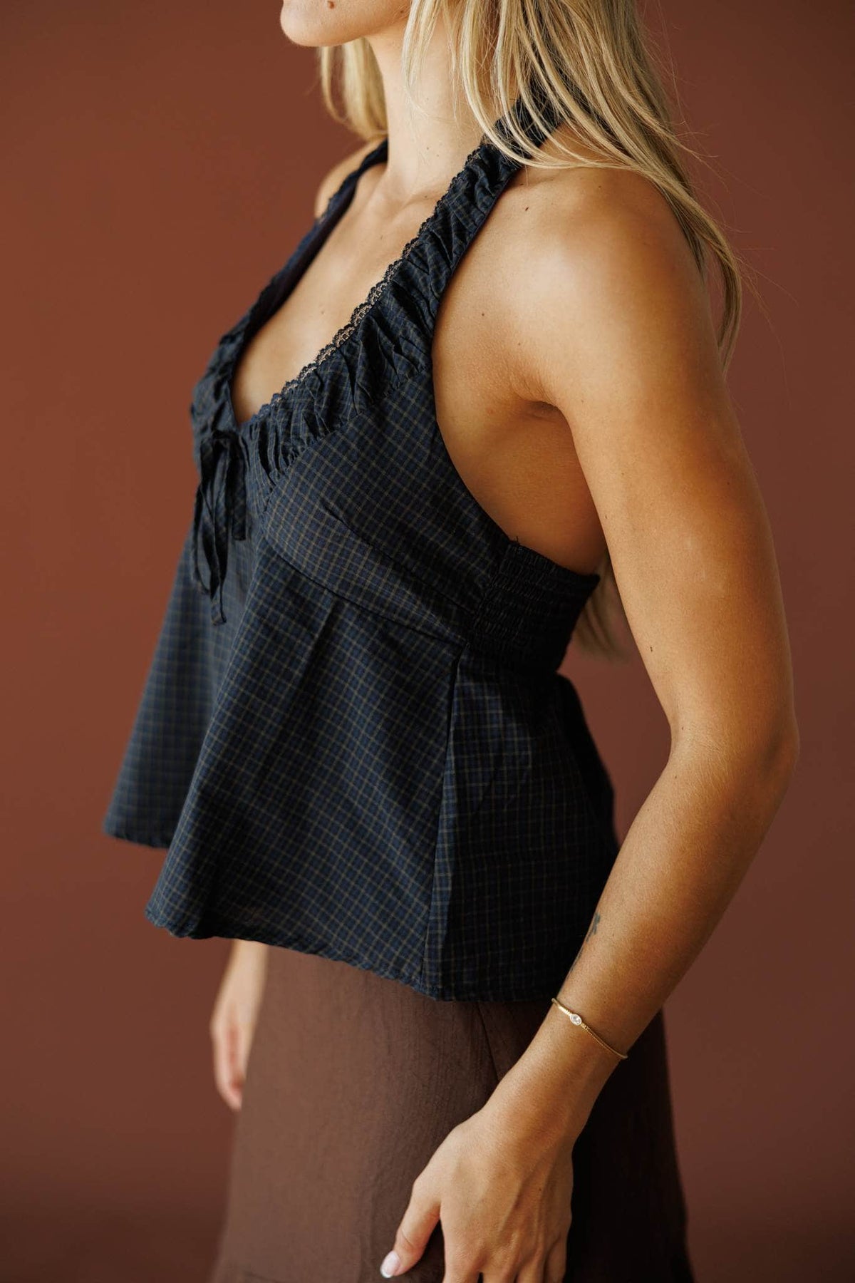 August Plaid Halter Top