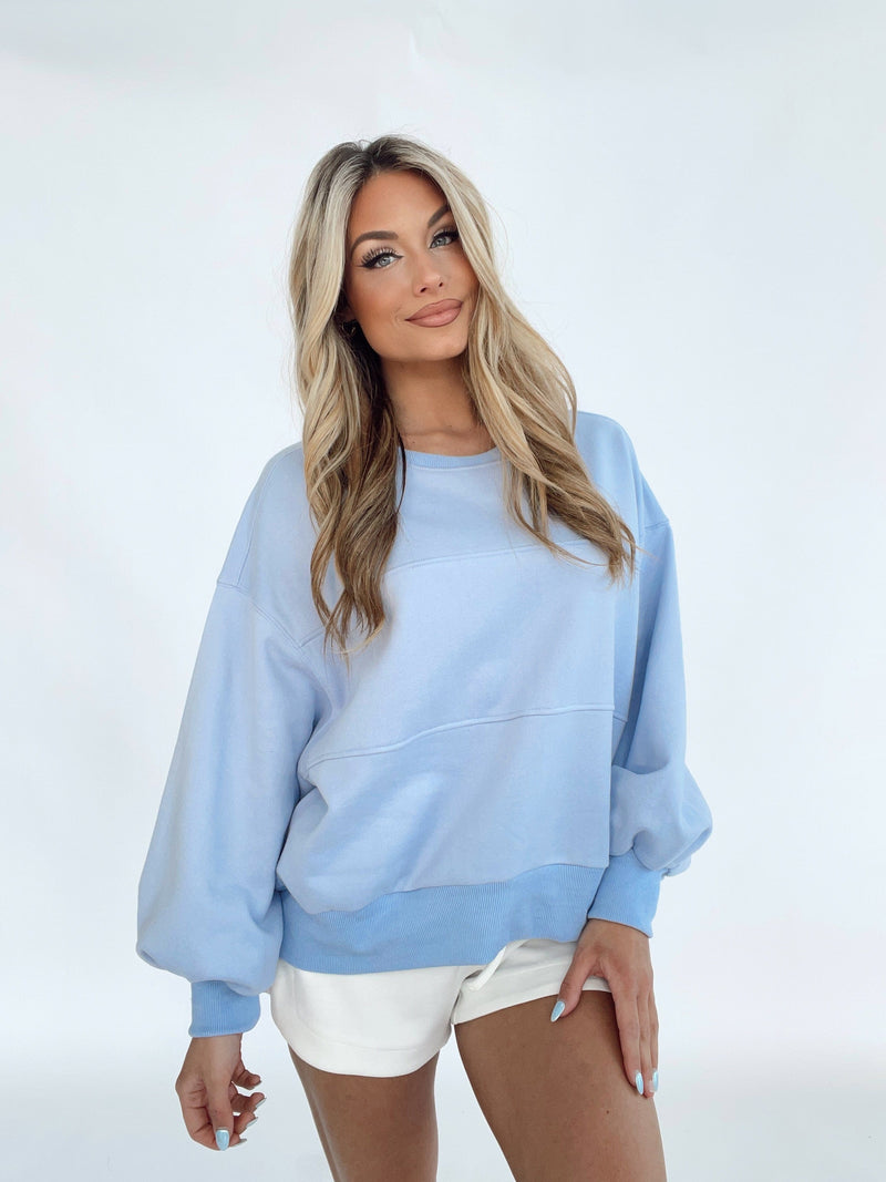 PT18136 light blue washed oversized top papermoon