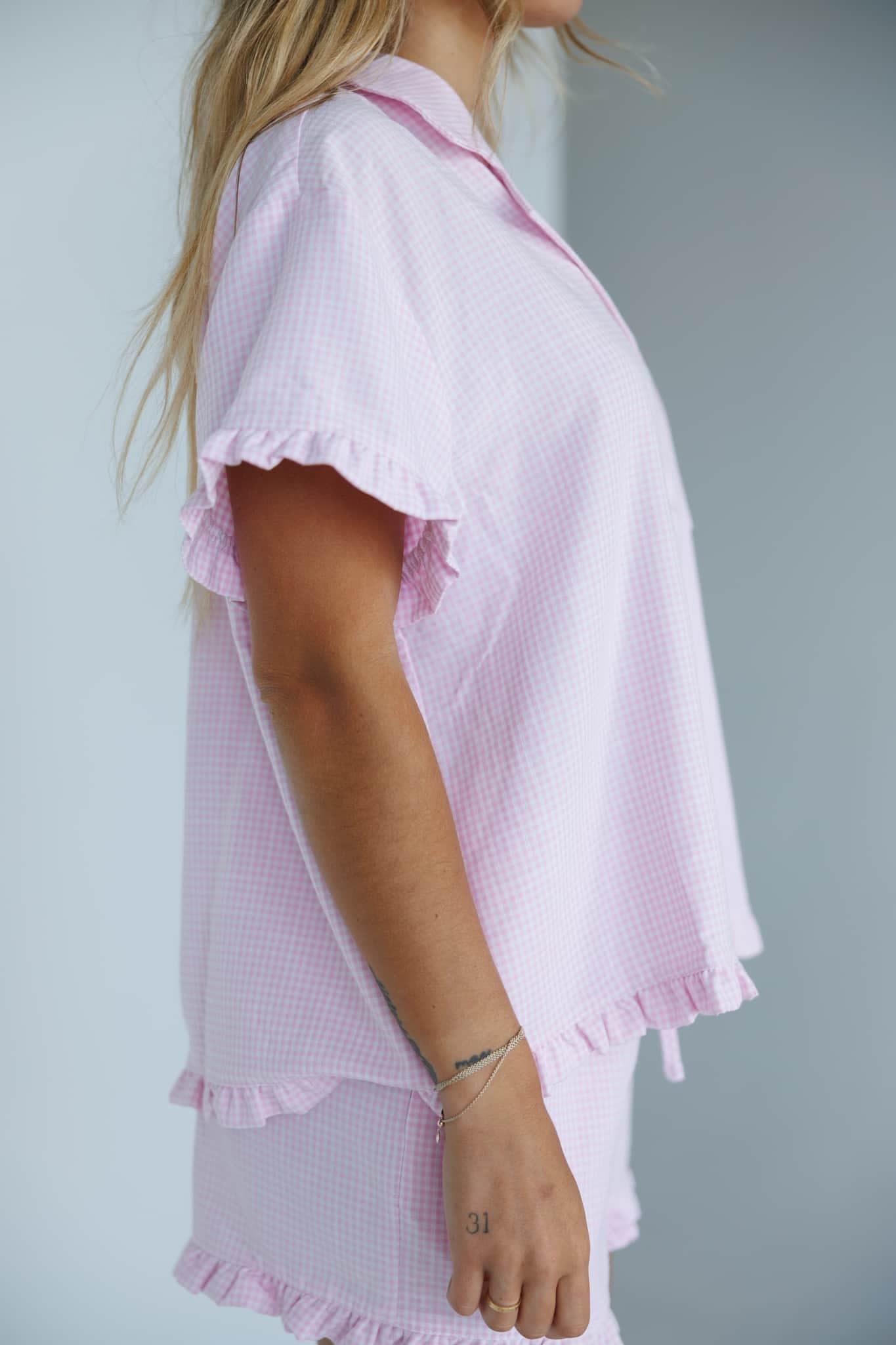 Pink Gingham Pajama Top