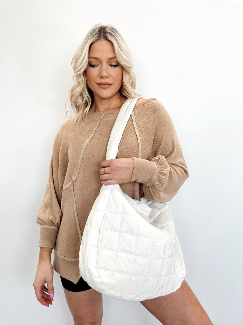QUILTED-0939 beige quilted bag KC Factory