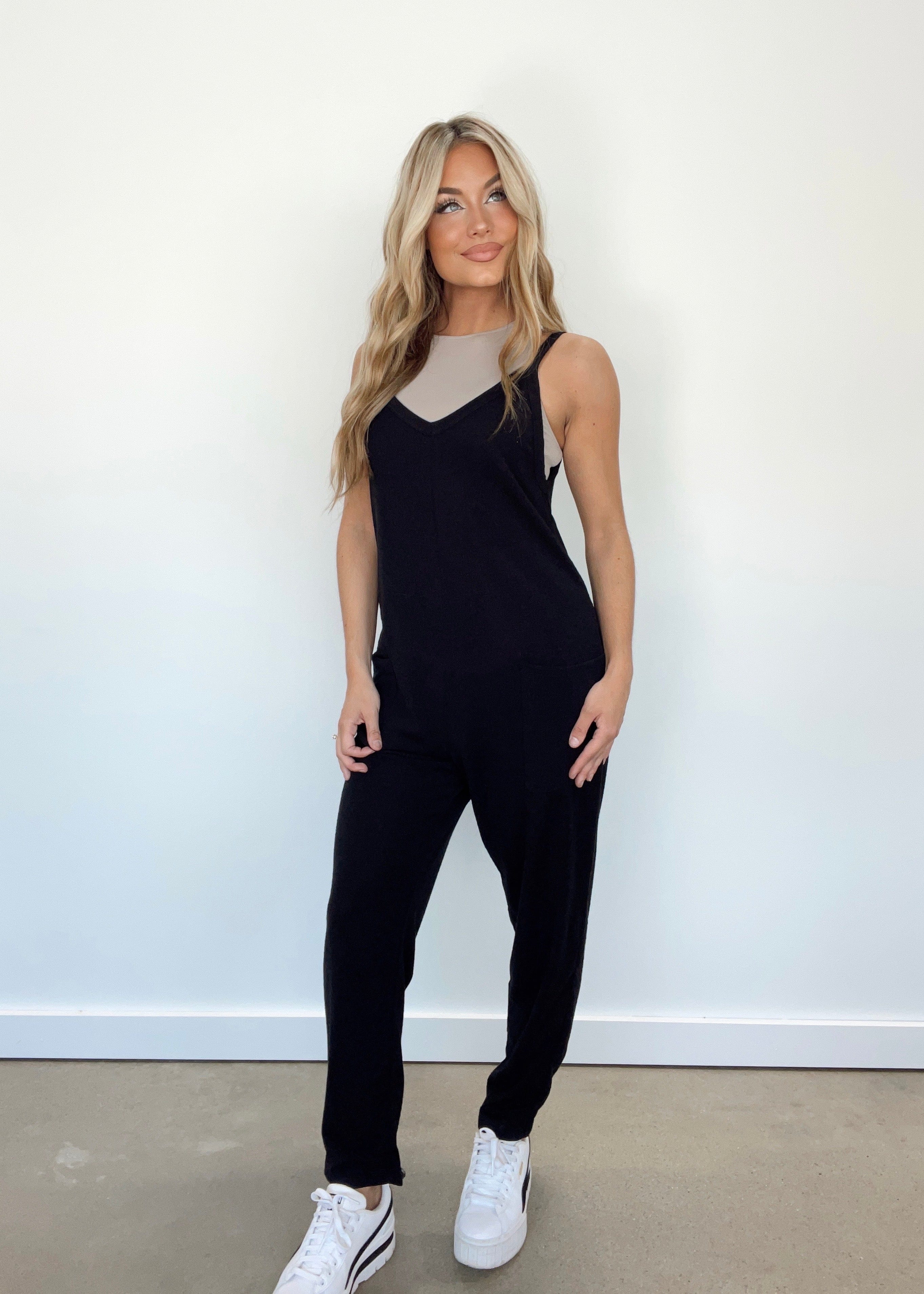 R5211 black tank style jumpsuit Bucketlist