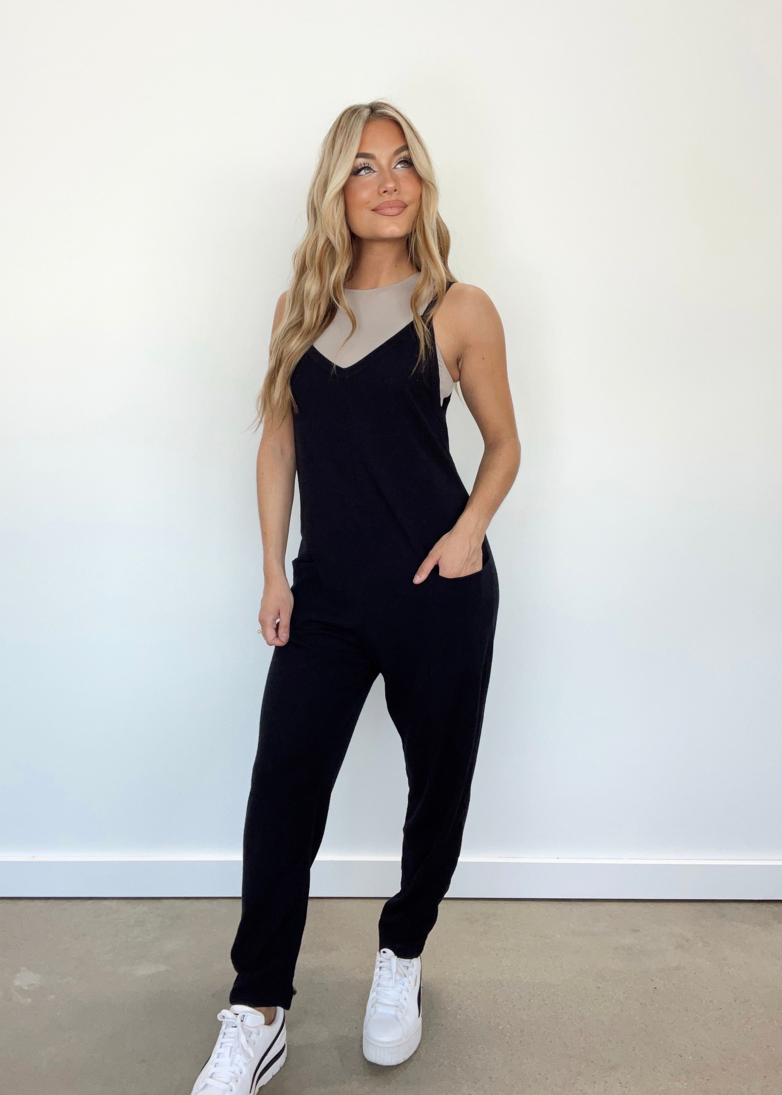 R5211 black tank style jumpsuit Bucketlist