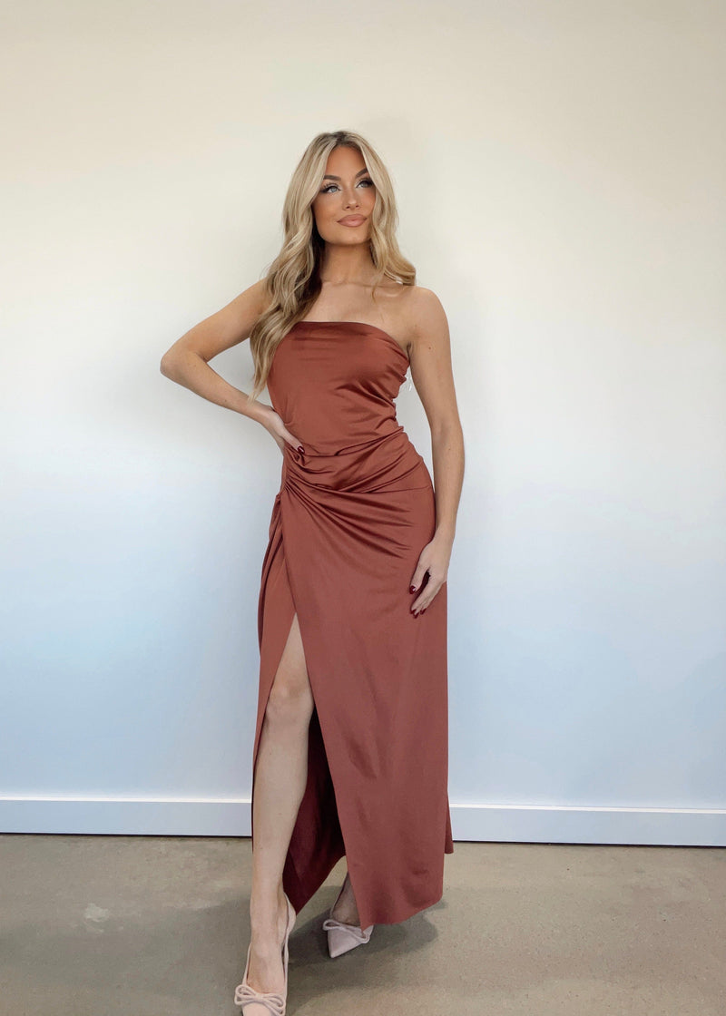 RJ3063-LANE copper strapless dress by together