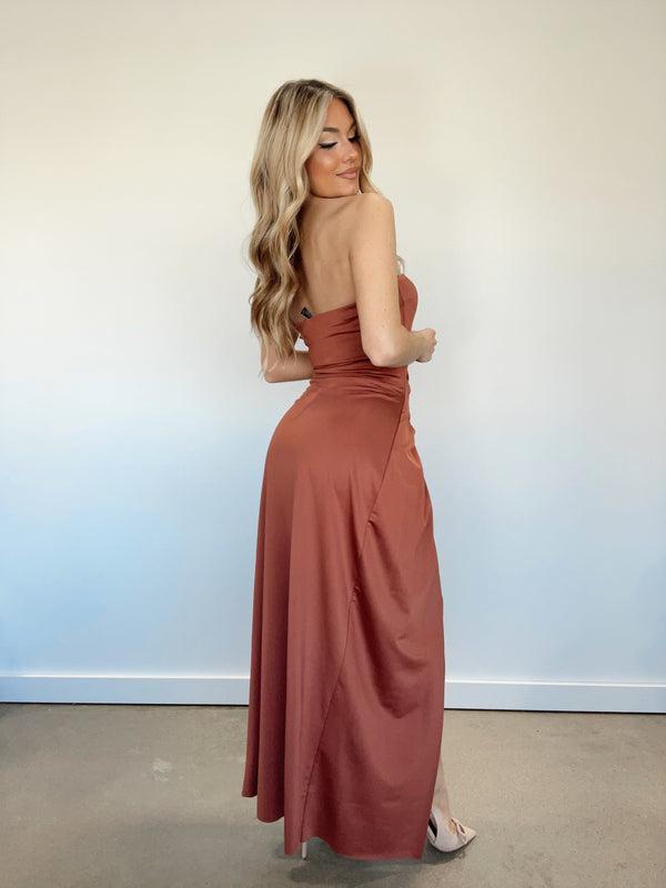 RJ3063-LANE copper strapless dress by together