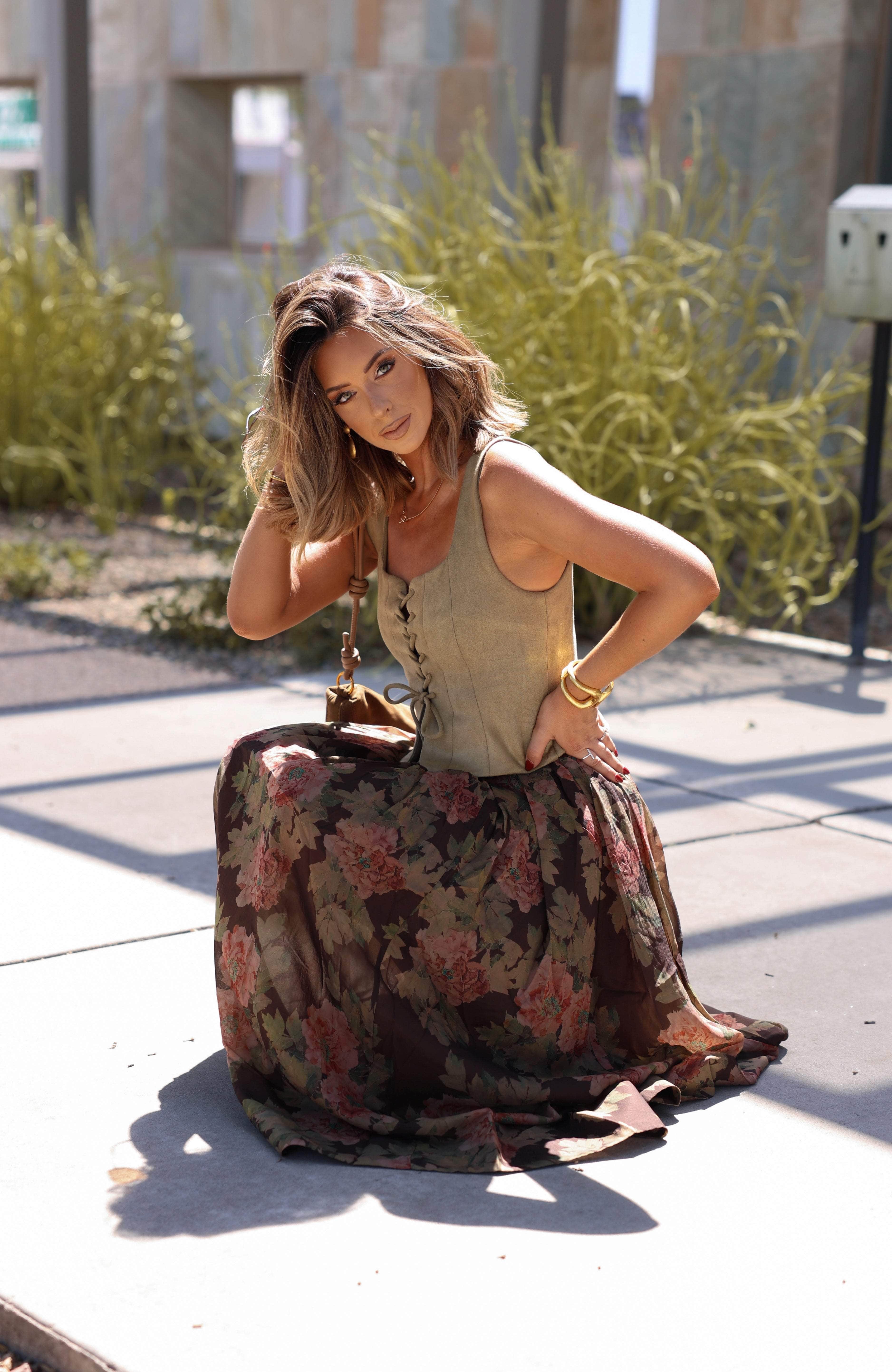 Fall Floral Skirt | Maxi Pleated Skirts | Lane 201