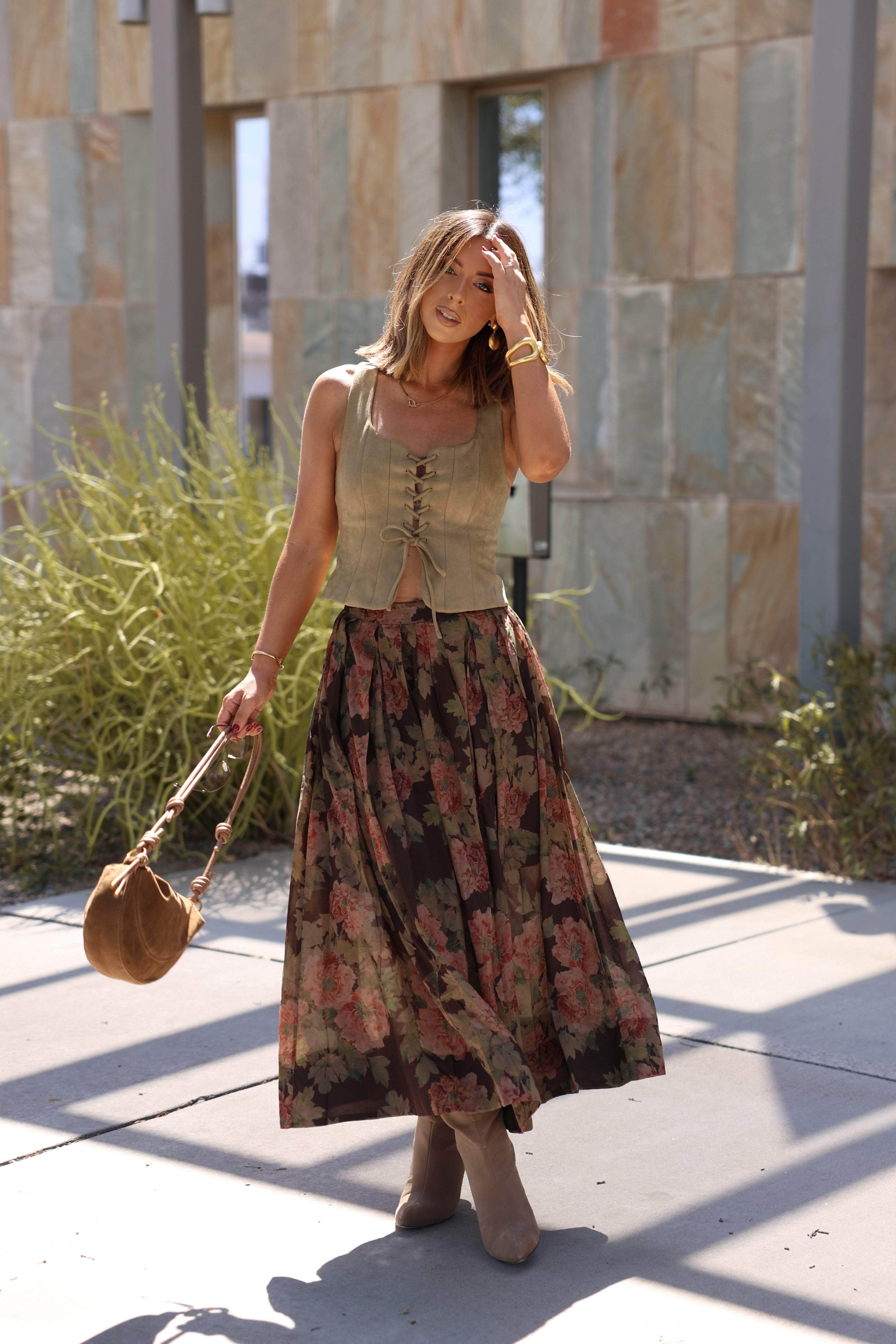 Fall Floral Skirt | Maxi Pleated Skirts | Lane 201