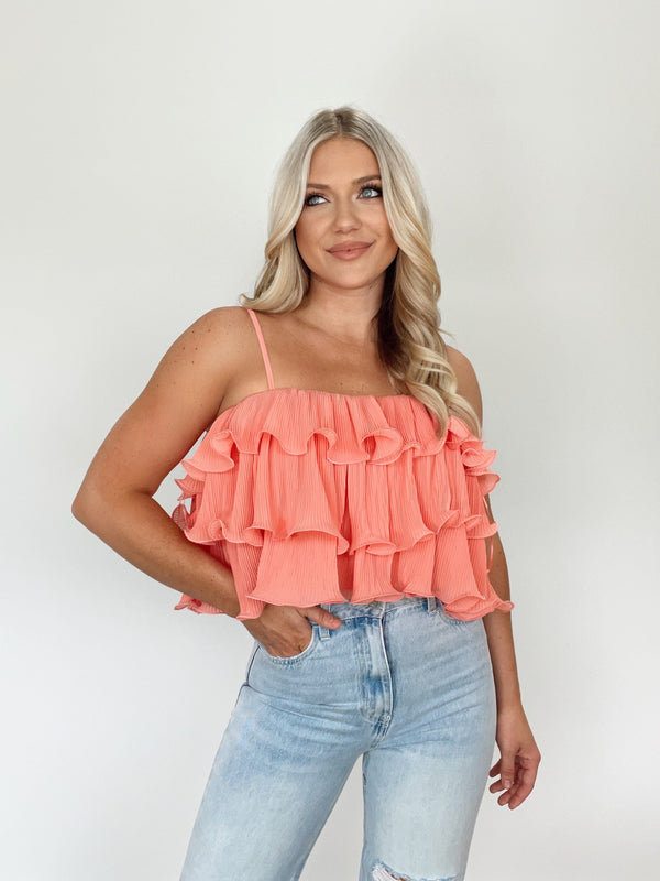 S13702TL coral pleat detail cami top Idem Ditto