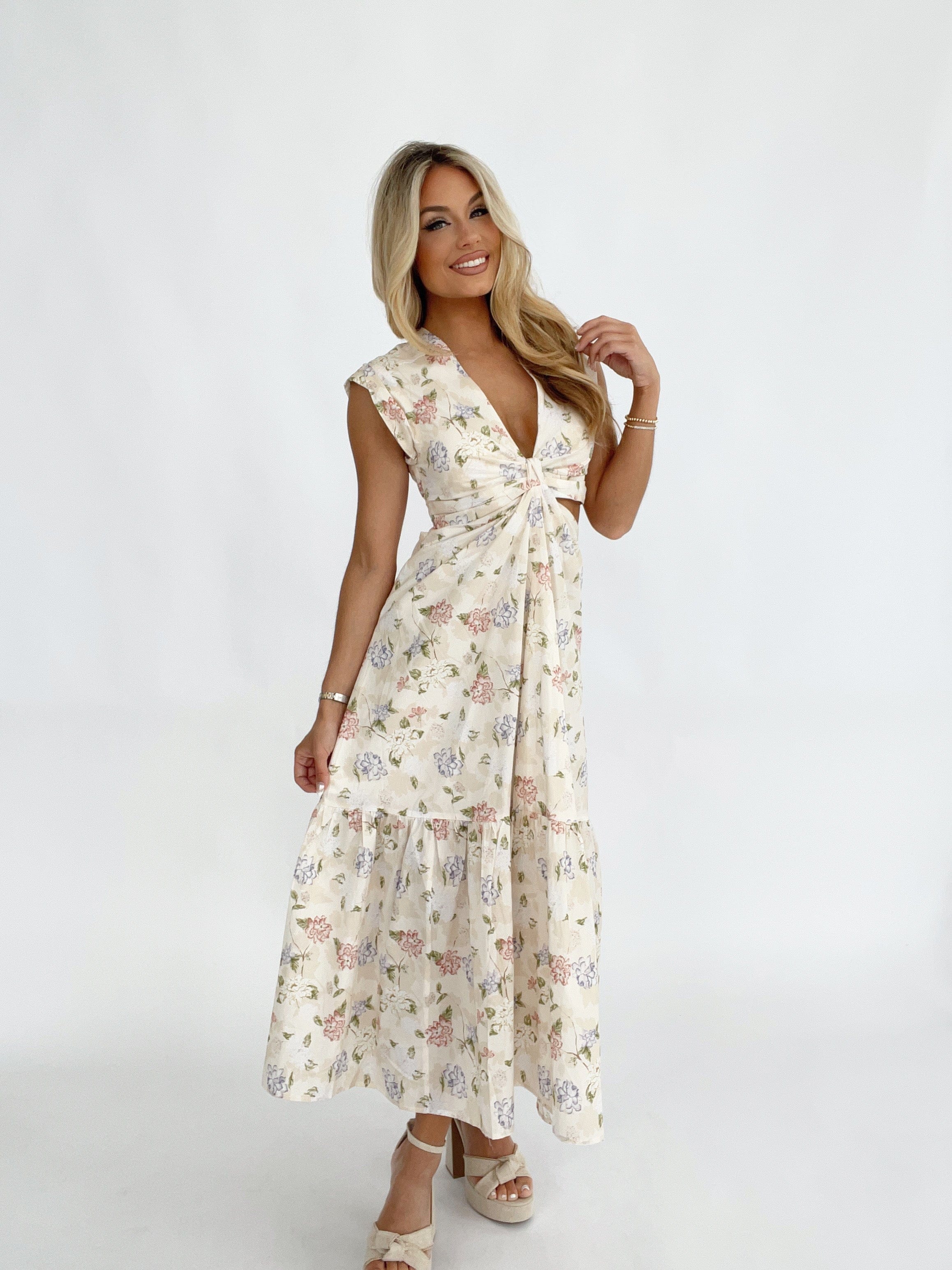 S1432D floral printed cotton poplin midi dress Sofie The Label