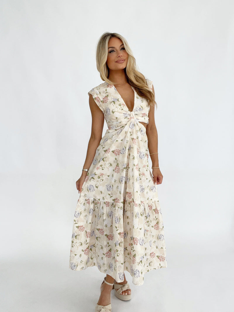 S1432D floral printed cotton poplin midi dress Sofie The Label