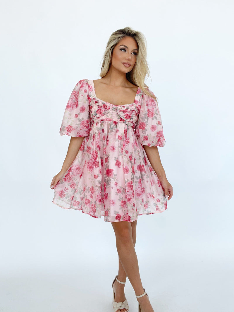S1498D floral print smocked bust mini dress Sofie The Label
