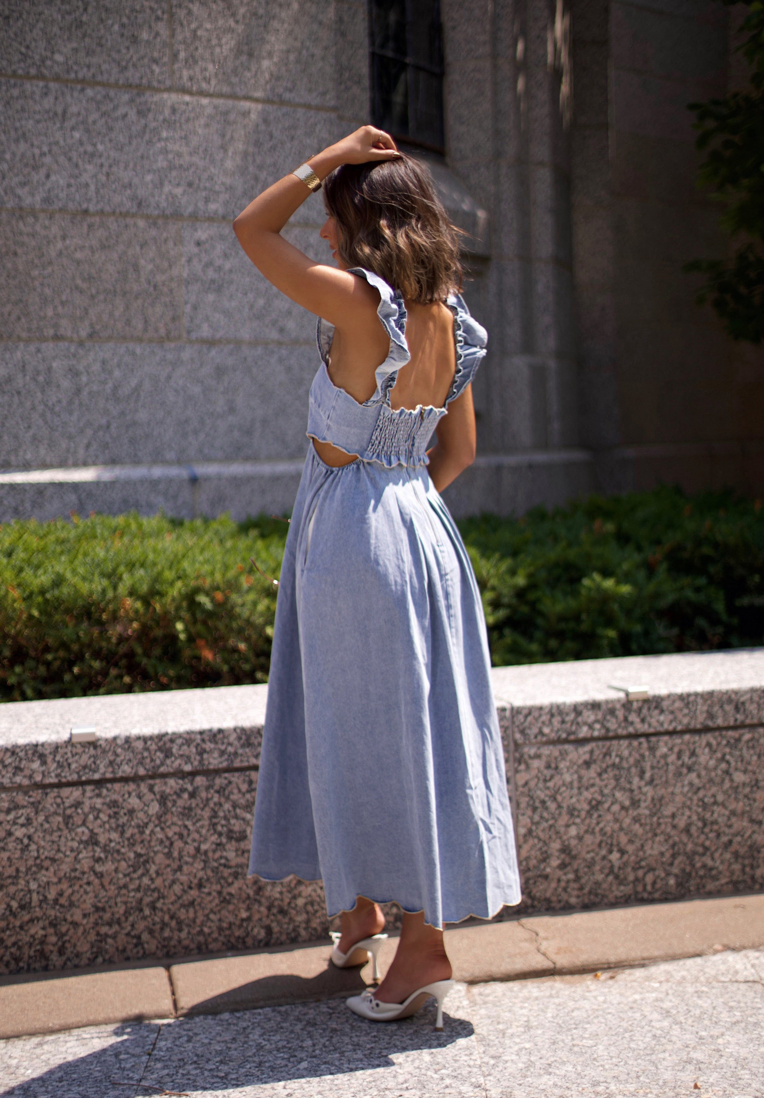 Sofie The Label Scallop Edge Midi Dress M Denim by Lane 201