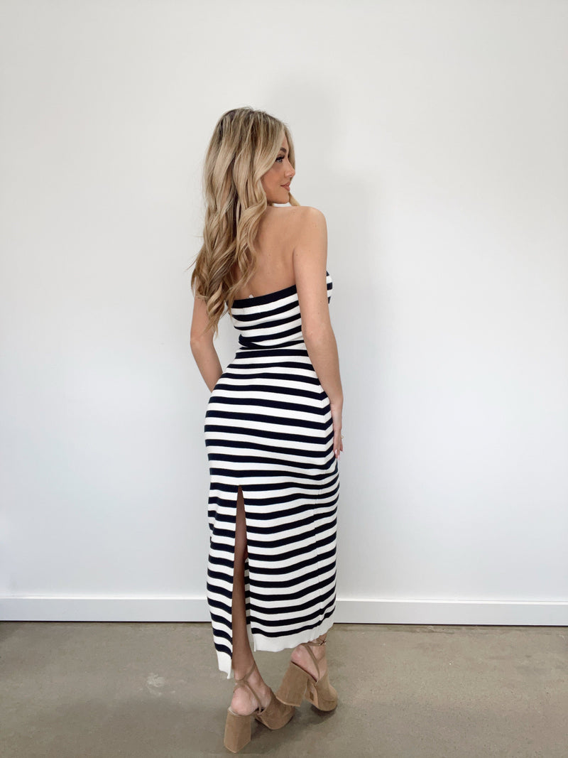 W1477 striped strapless maxi dress by together