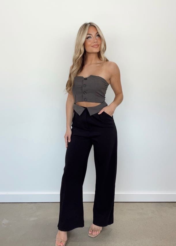 SM8913 black wide leg jumpsuit LE LIS