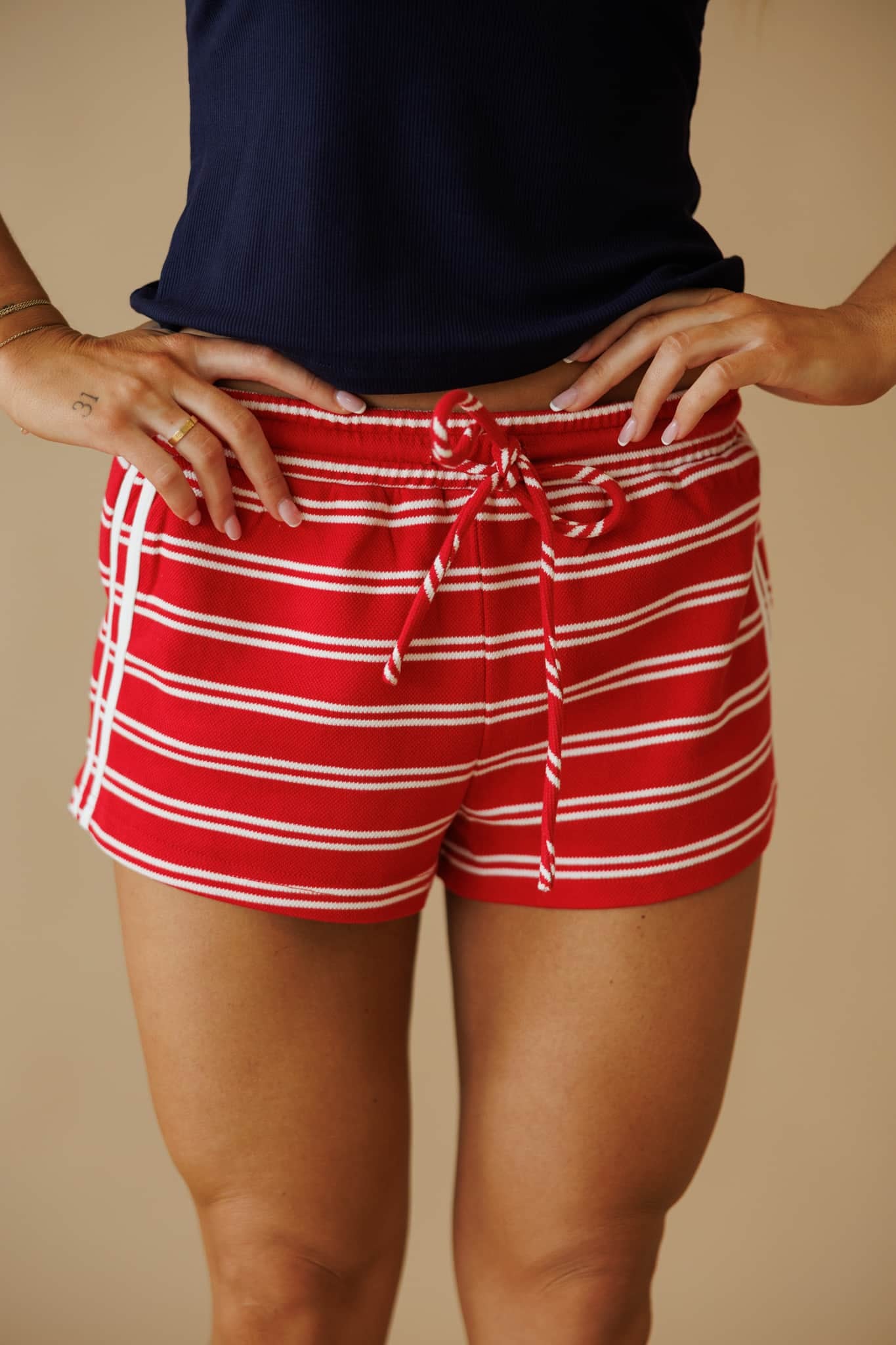 Red Striped Track Shorts