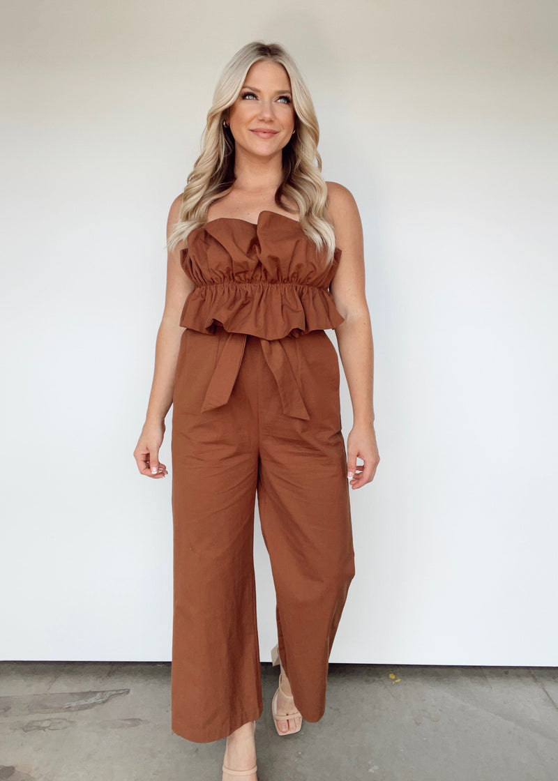 SR3601 coffee tube top jumpsuit BaeVely