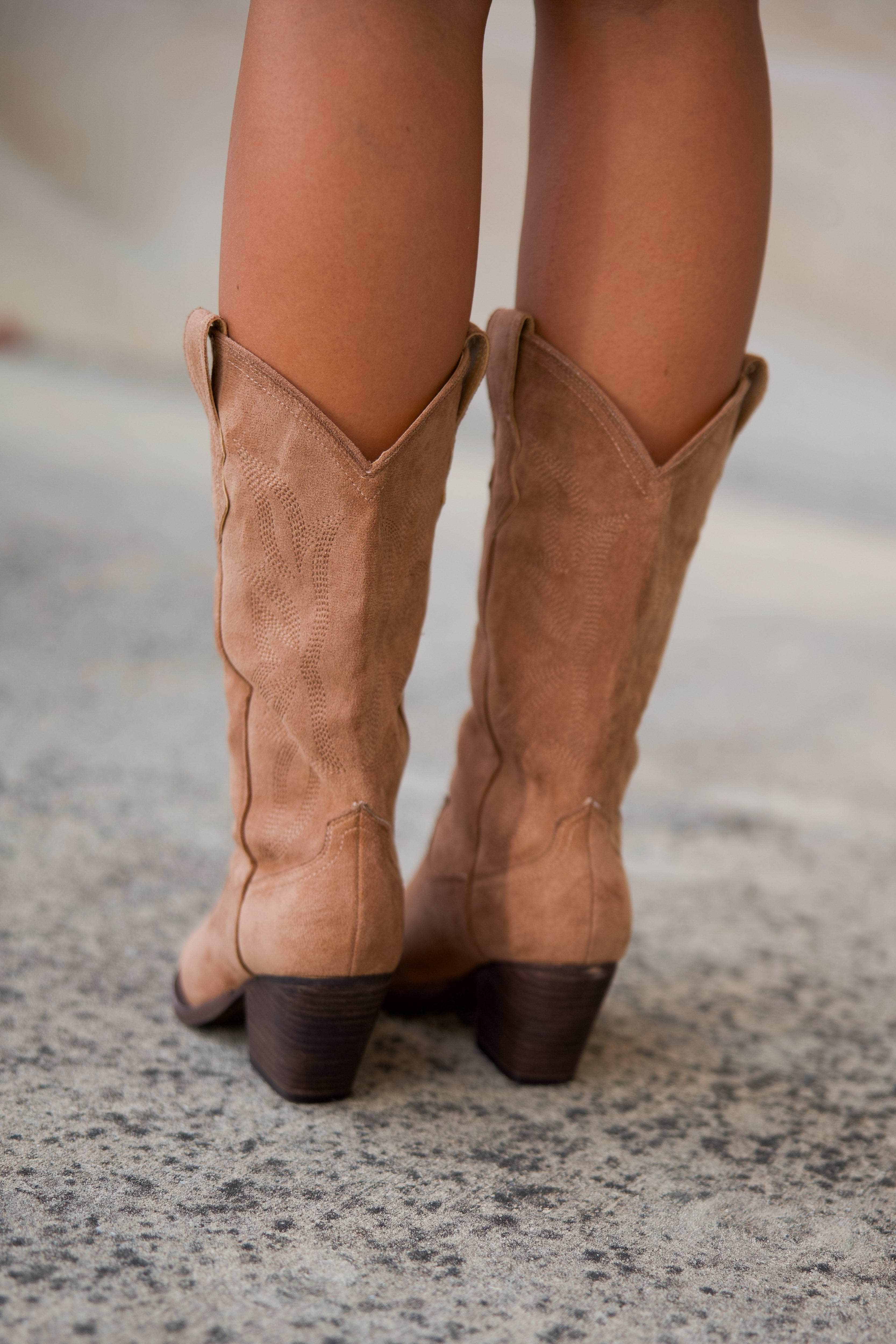 Bottes Western Lane Femme – Cuir Véritable Marron Clair – Taille 41 – Semelle Cuir Spitz