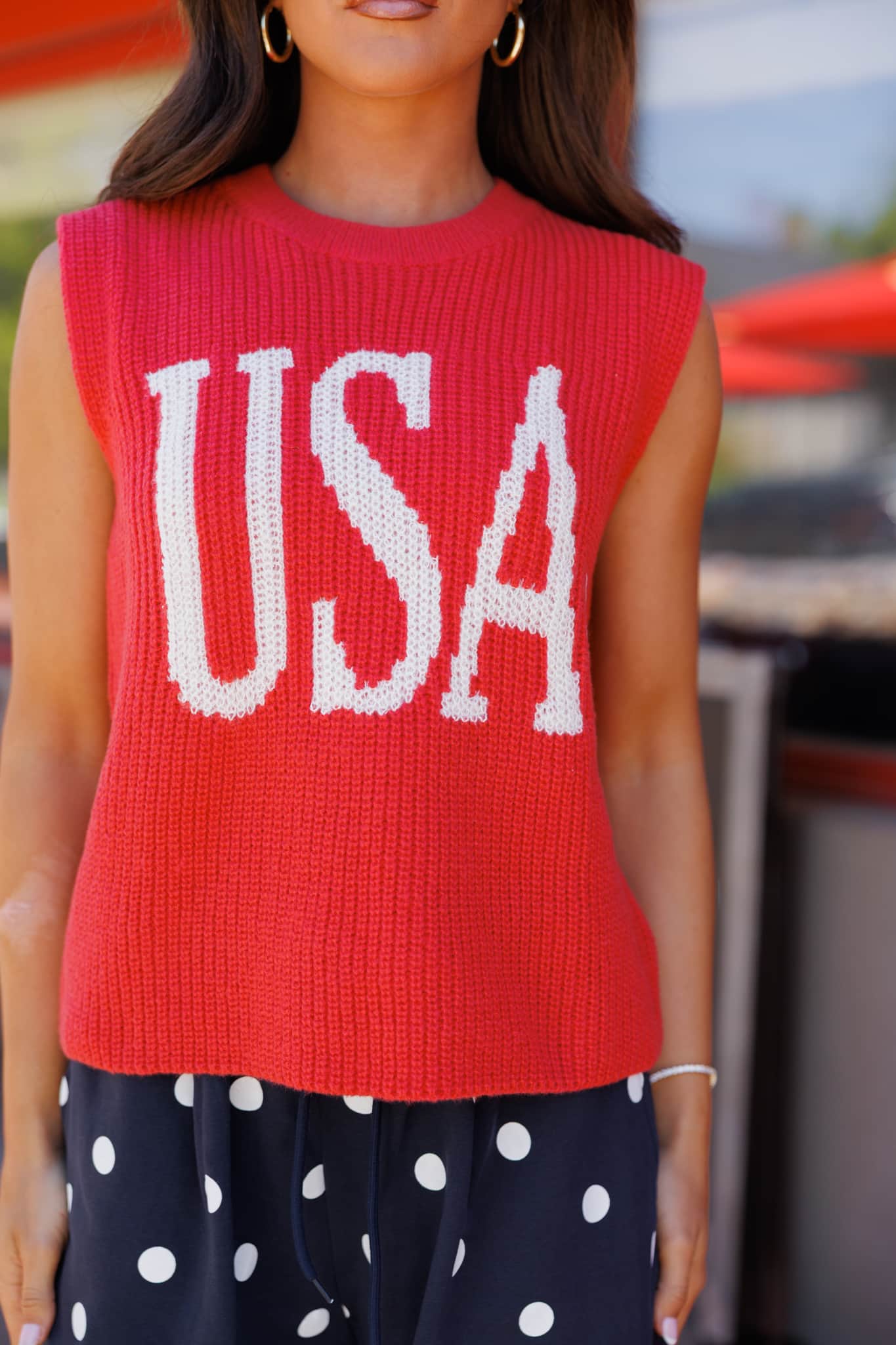 Red USA Sweater Top
