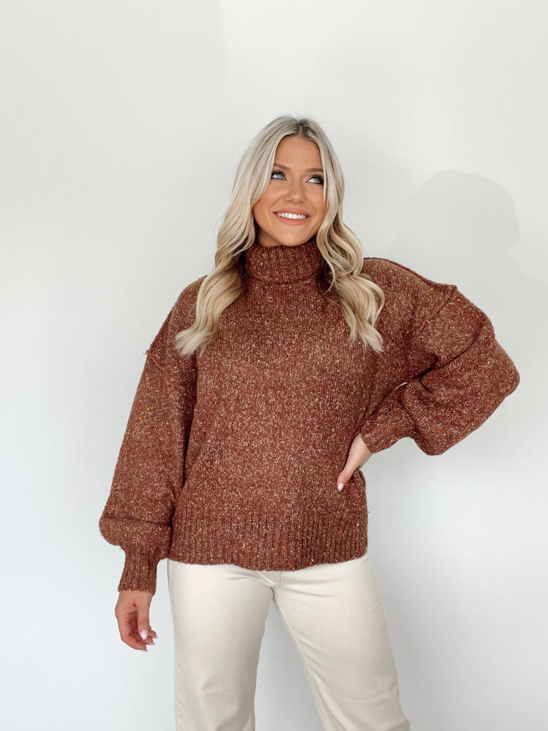 SWT7201G-LANE brown oversized sweater LE LIS