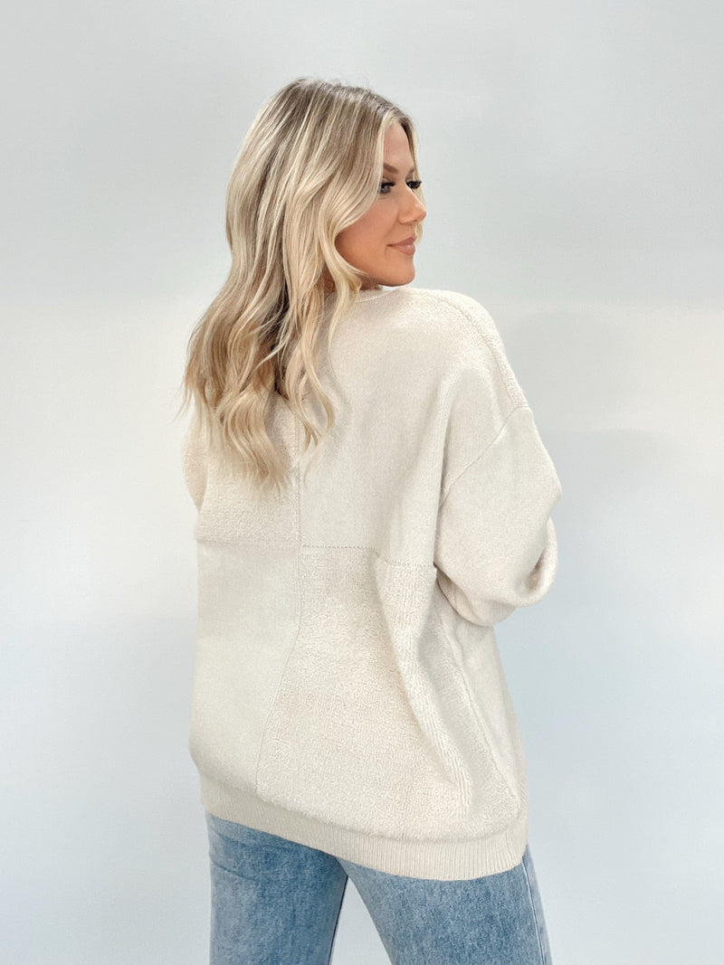 SWT8312 cream oversized sweater top LE LIS
