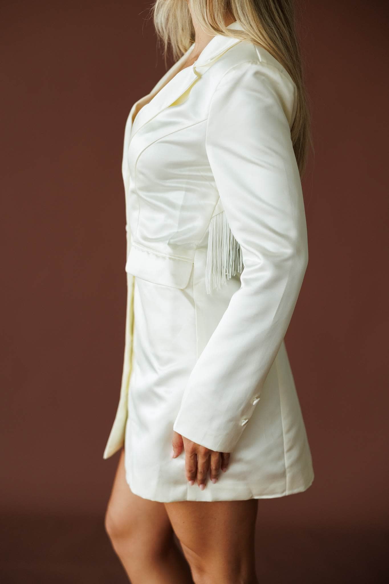 Tassel Satin Blazer Dress