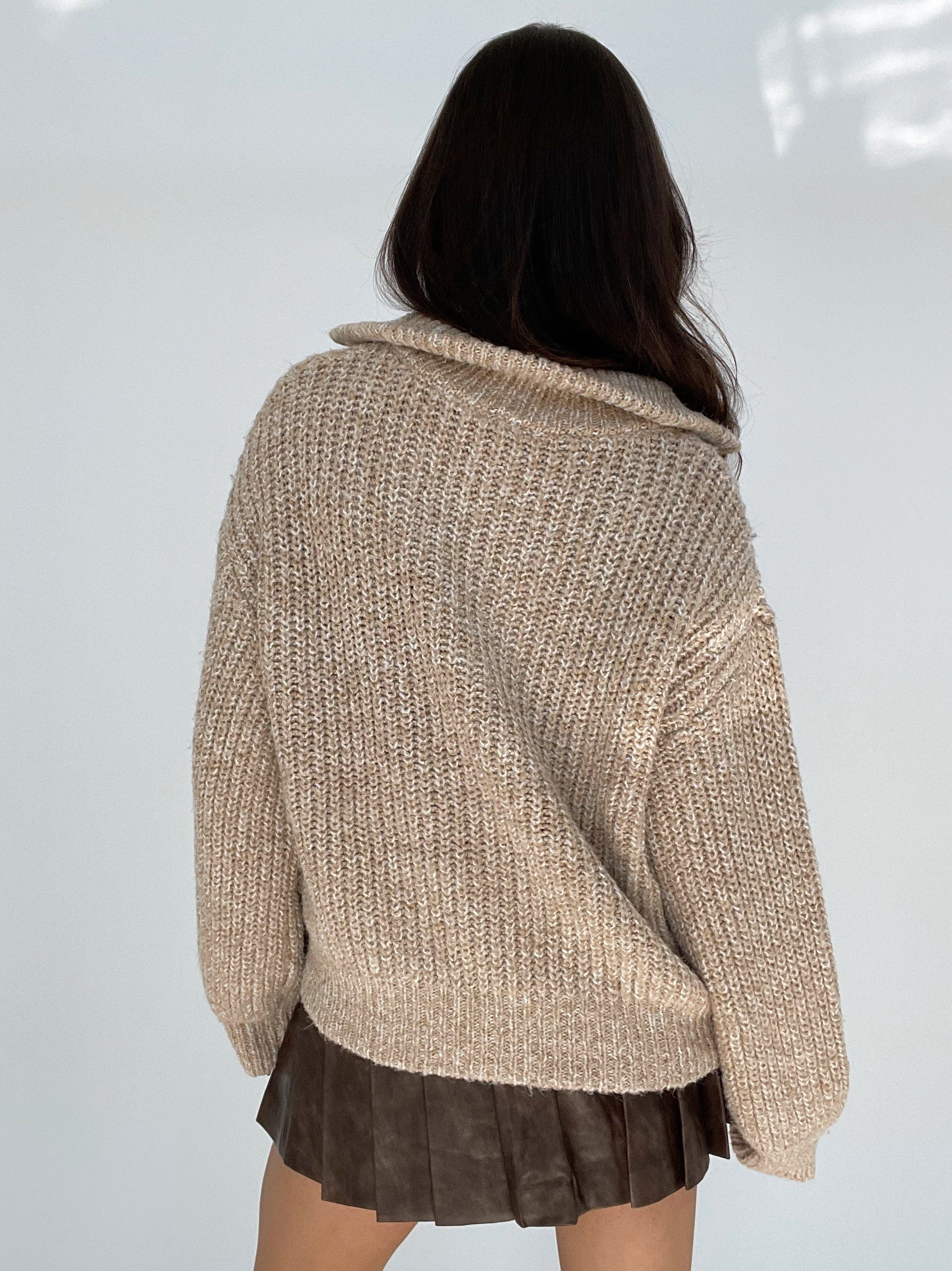 Taupe Quarter Zip Sweater