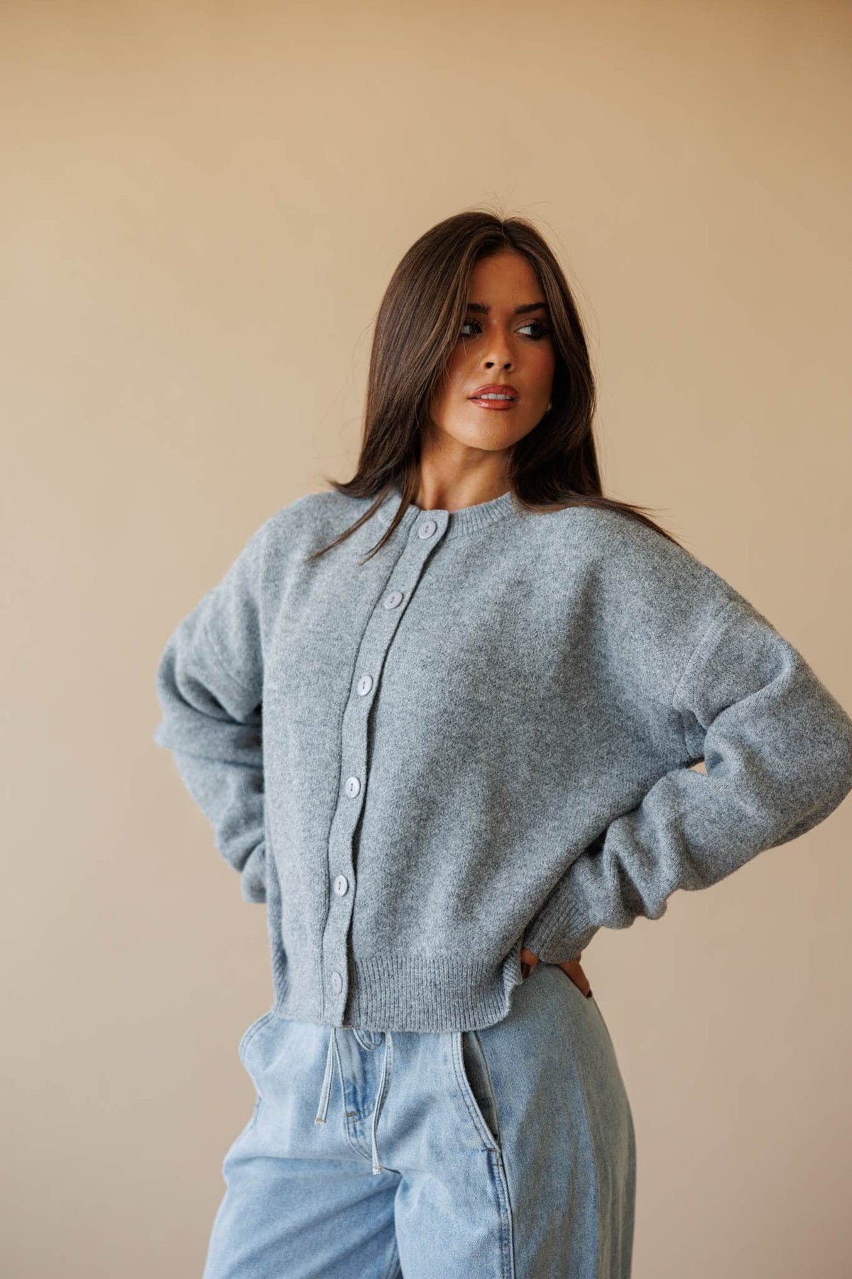 Forest green button front cardigan