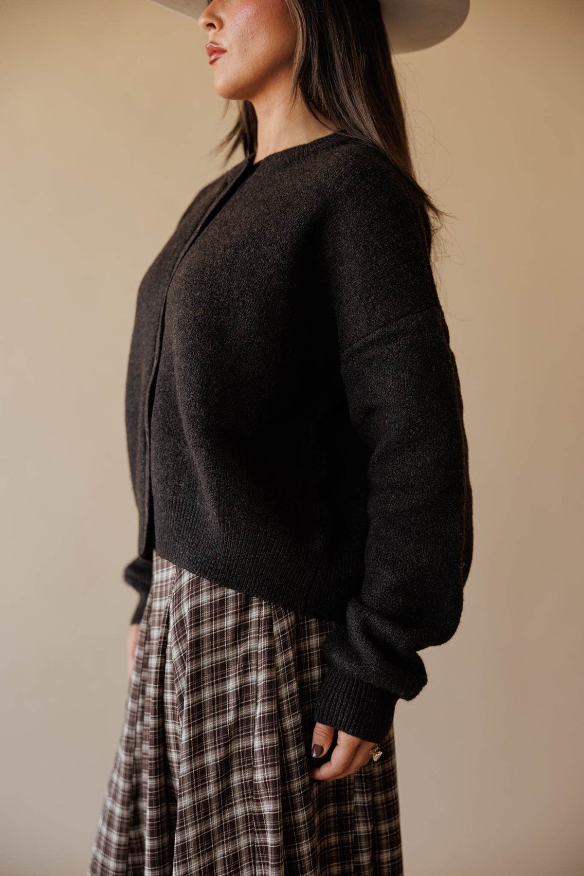 Forest green button front cardigan