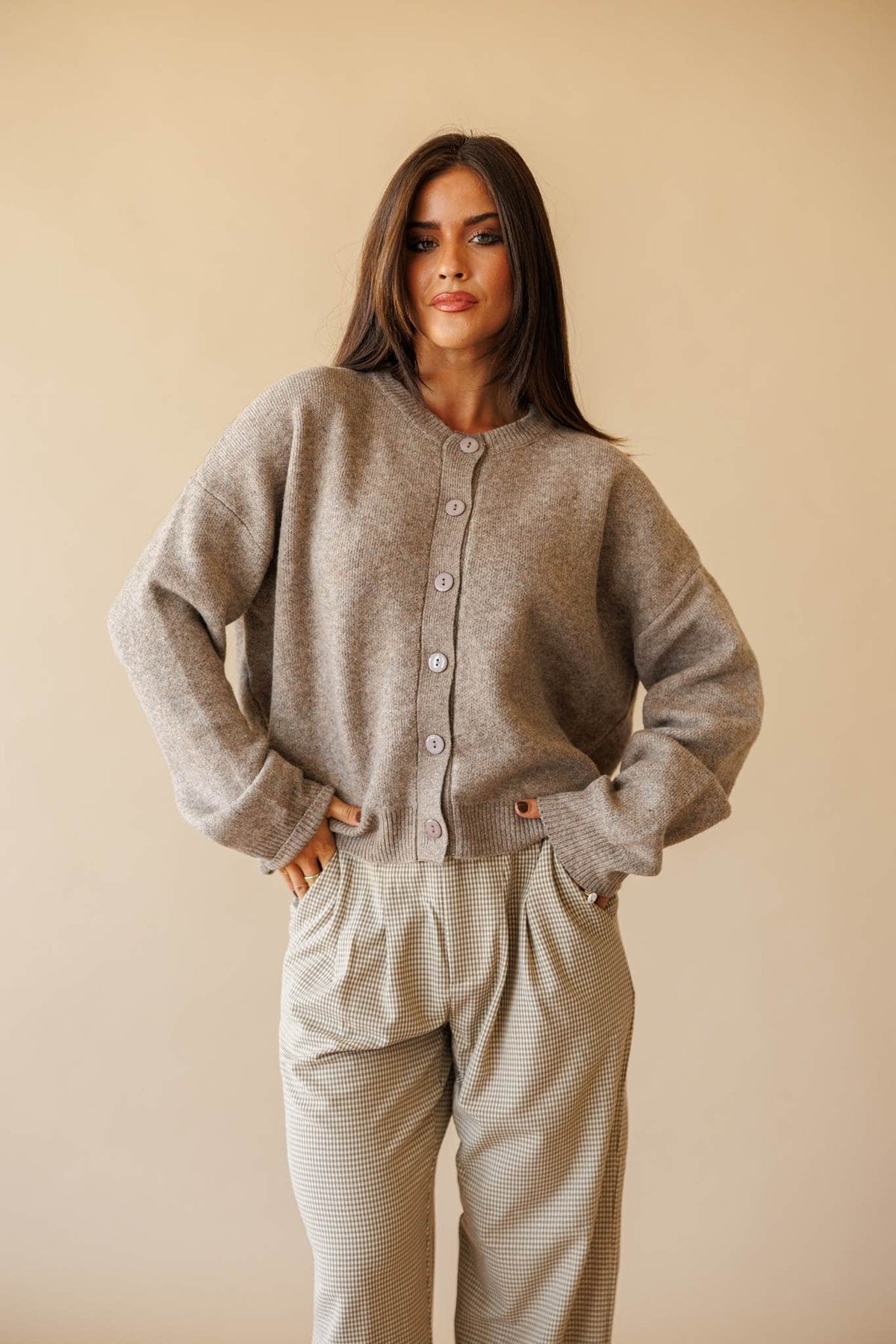 Forest green button front cardigan
