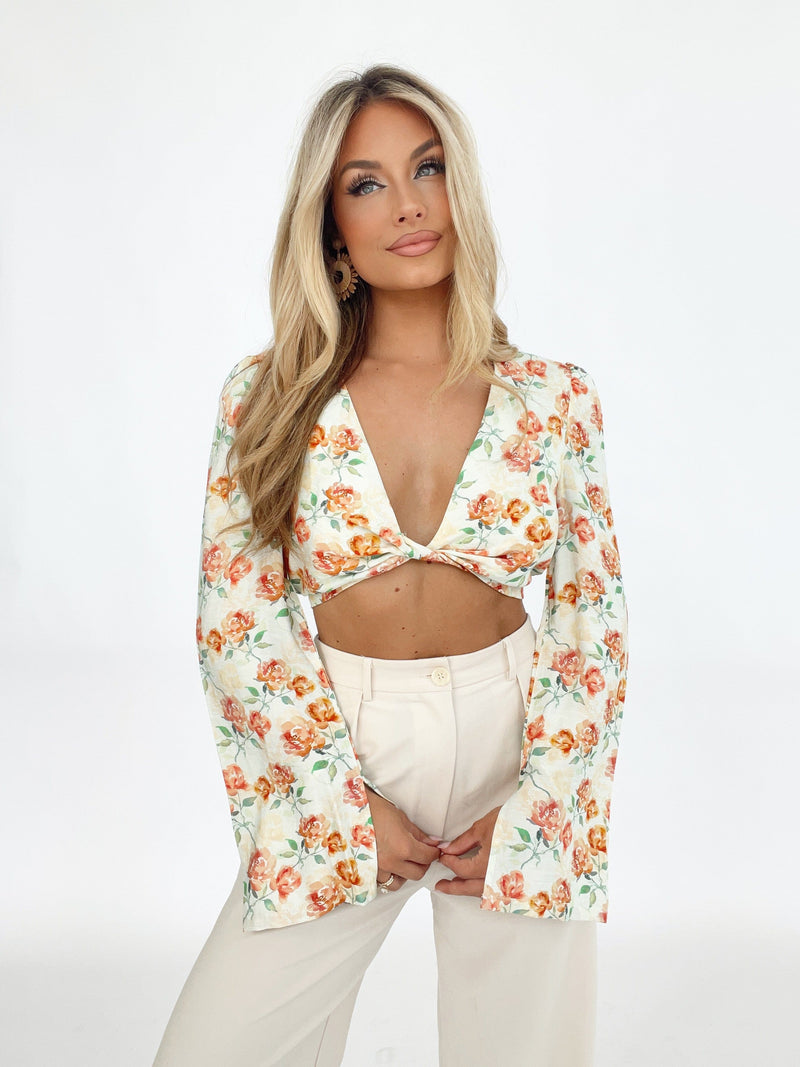 TI5413FO twist front long sleeve crop top Fore Collection