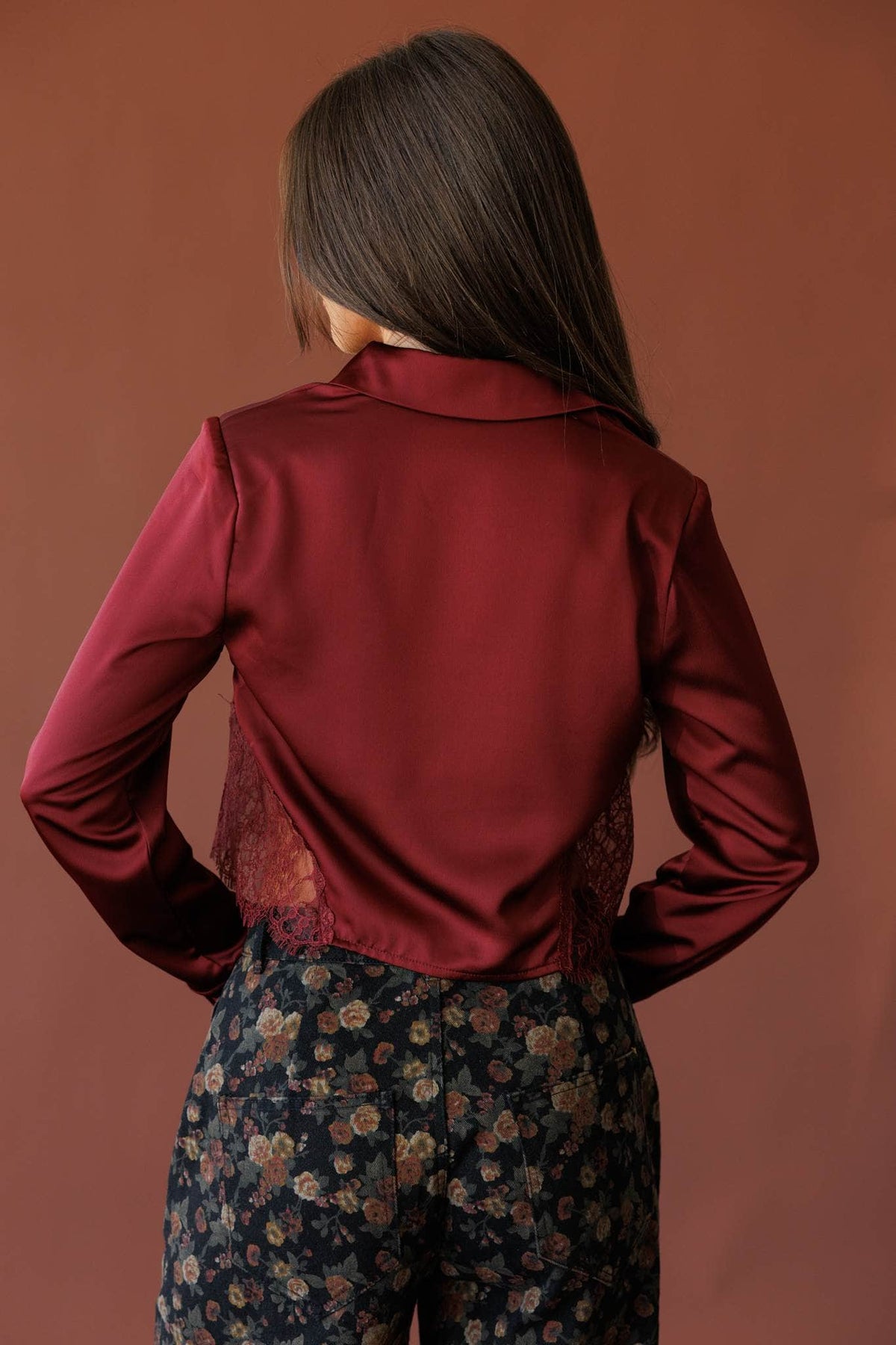 Wine satin top