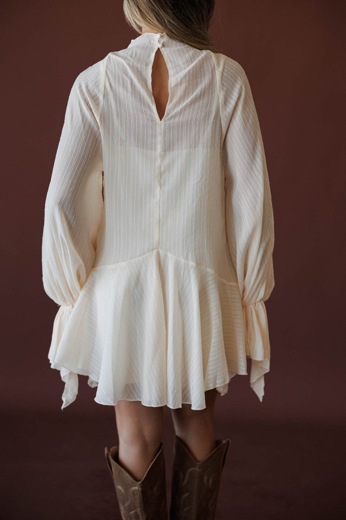 Cloud Nine Mini Dress, back view of the keyhole