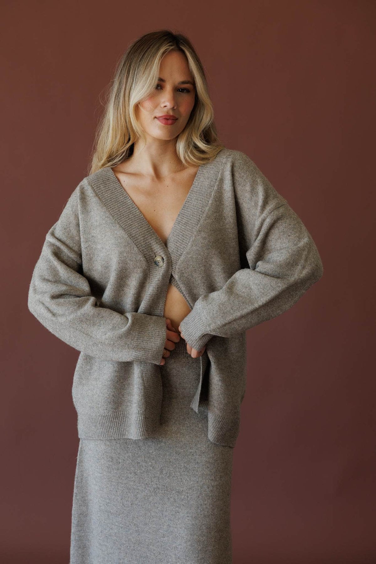 Grey knit cardigan