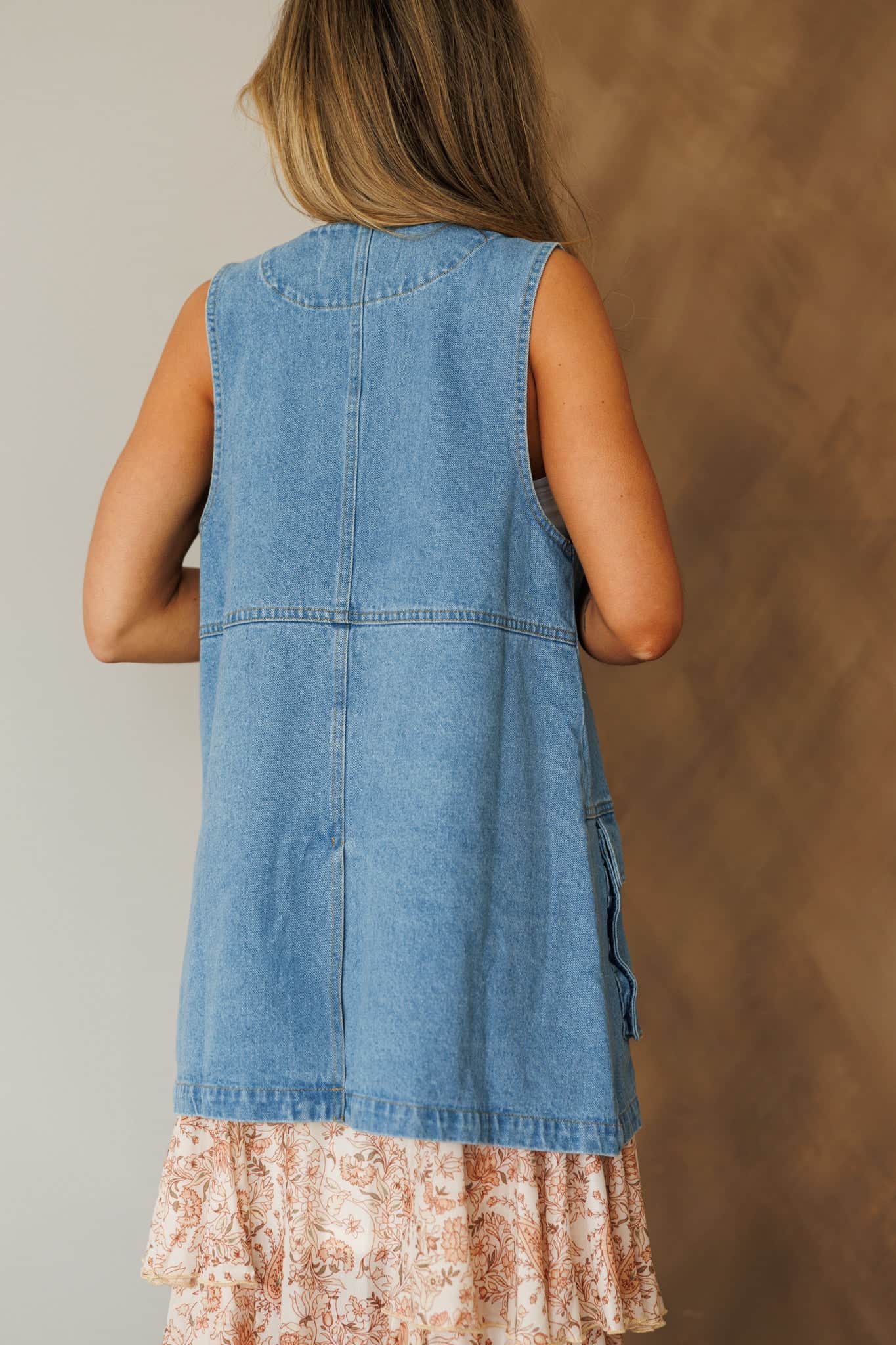 Oversized Denim Pocket Vest