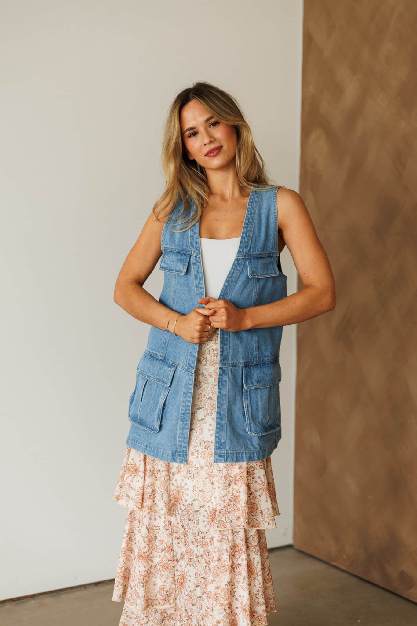 Oversized Denim Pocket Vest