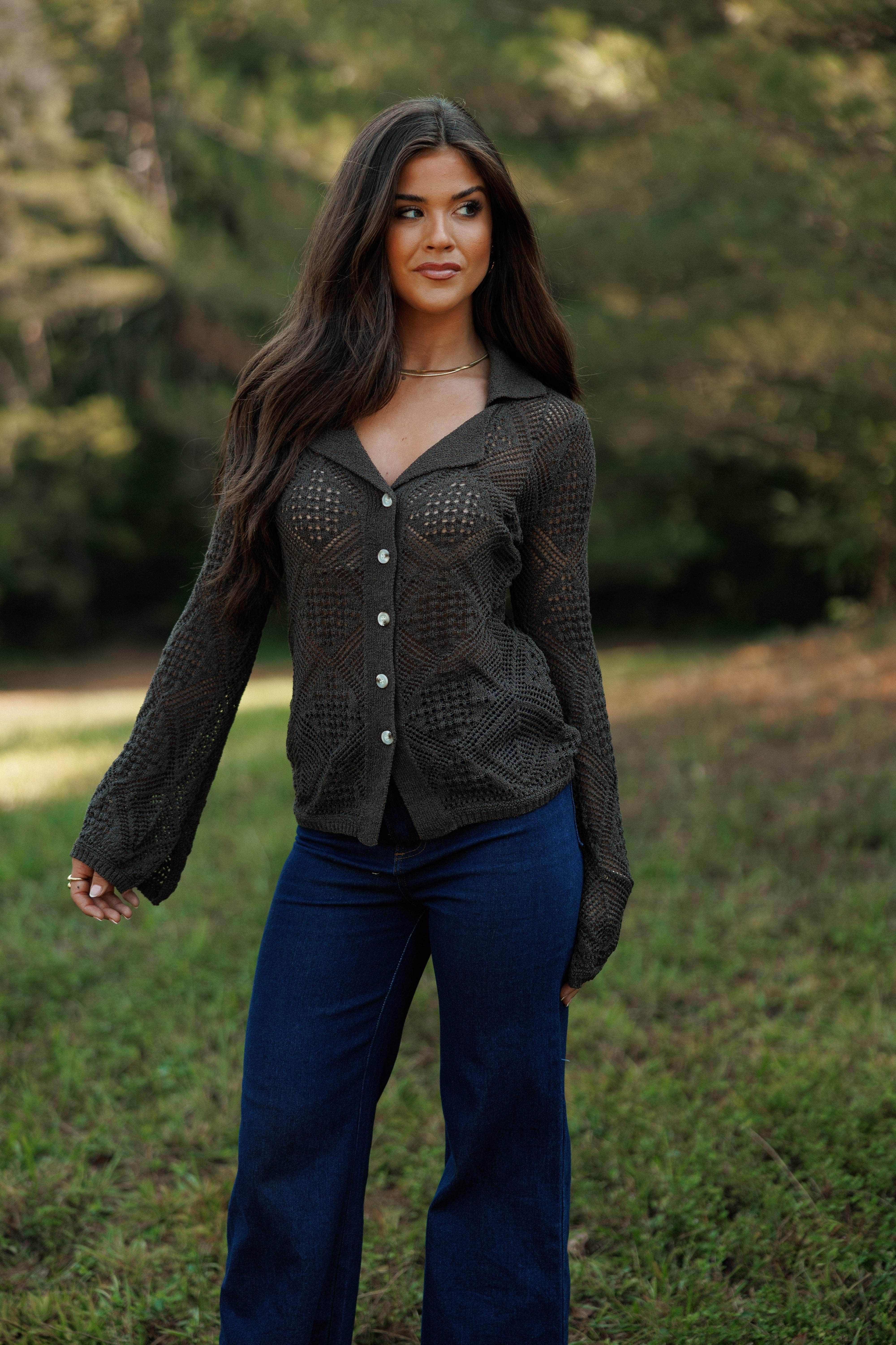 Through The Grid Knit Top