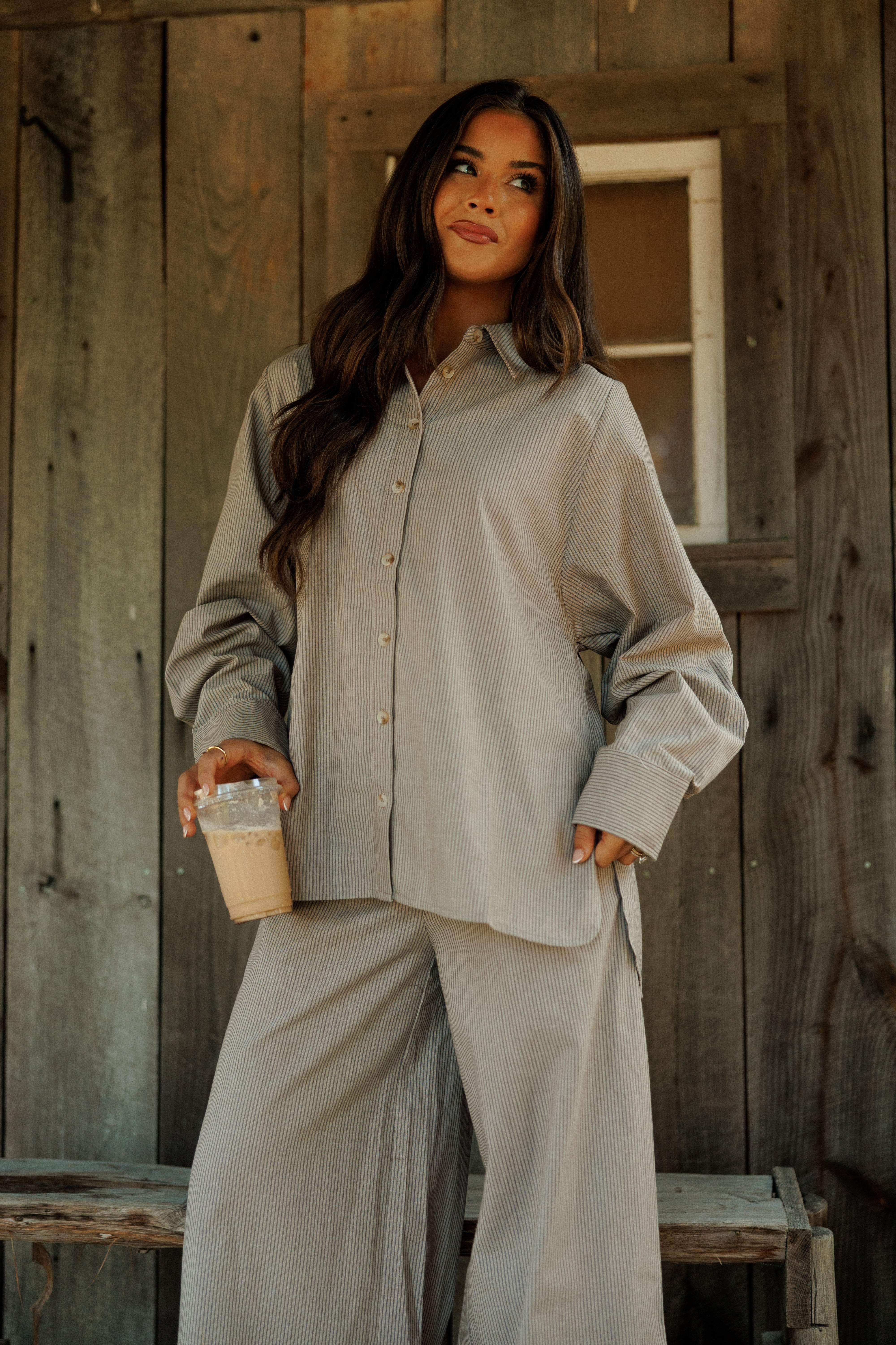 Second Cup Striped Shirt