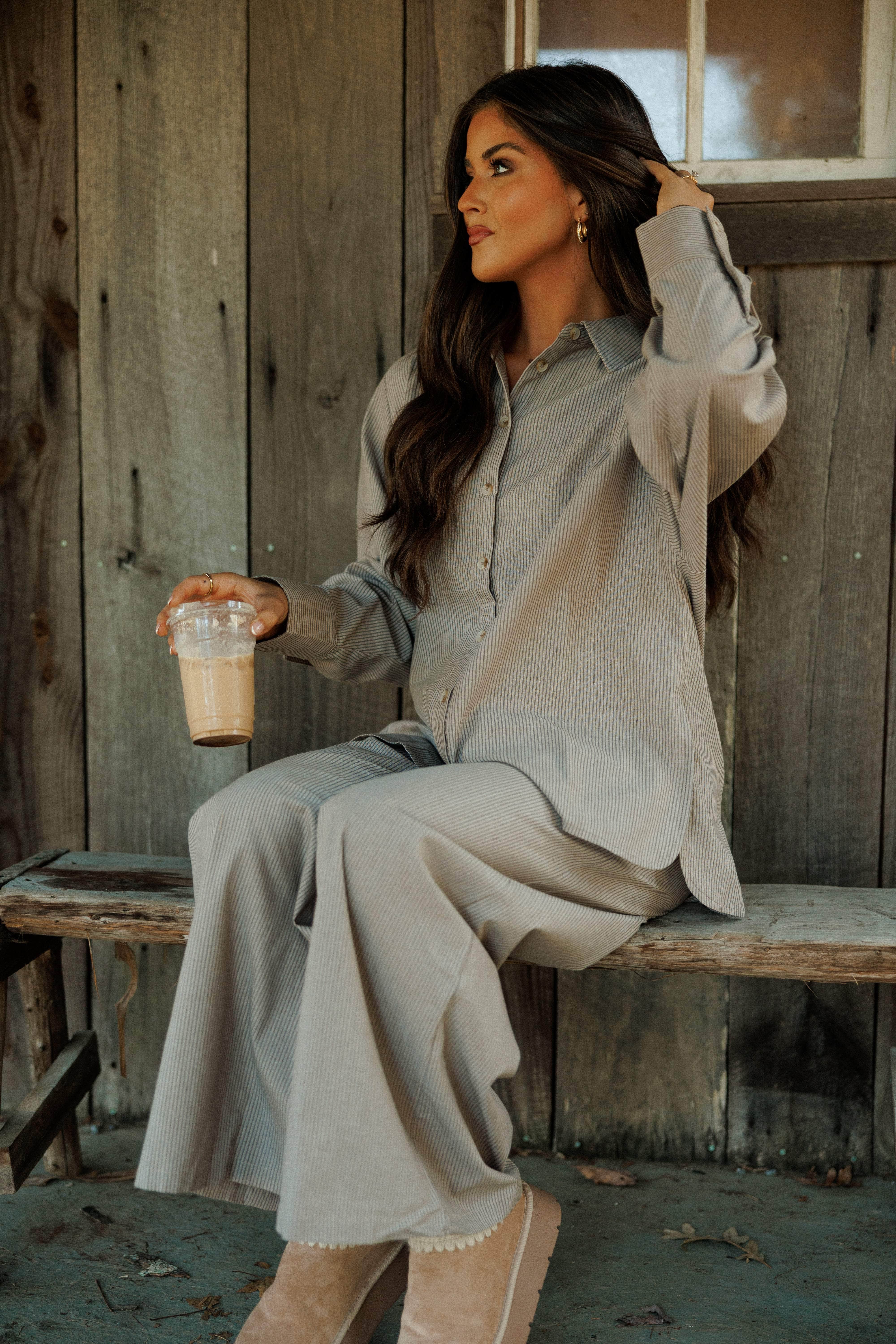 Second Cup Striped Shirt