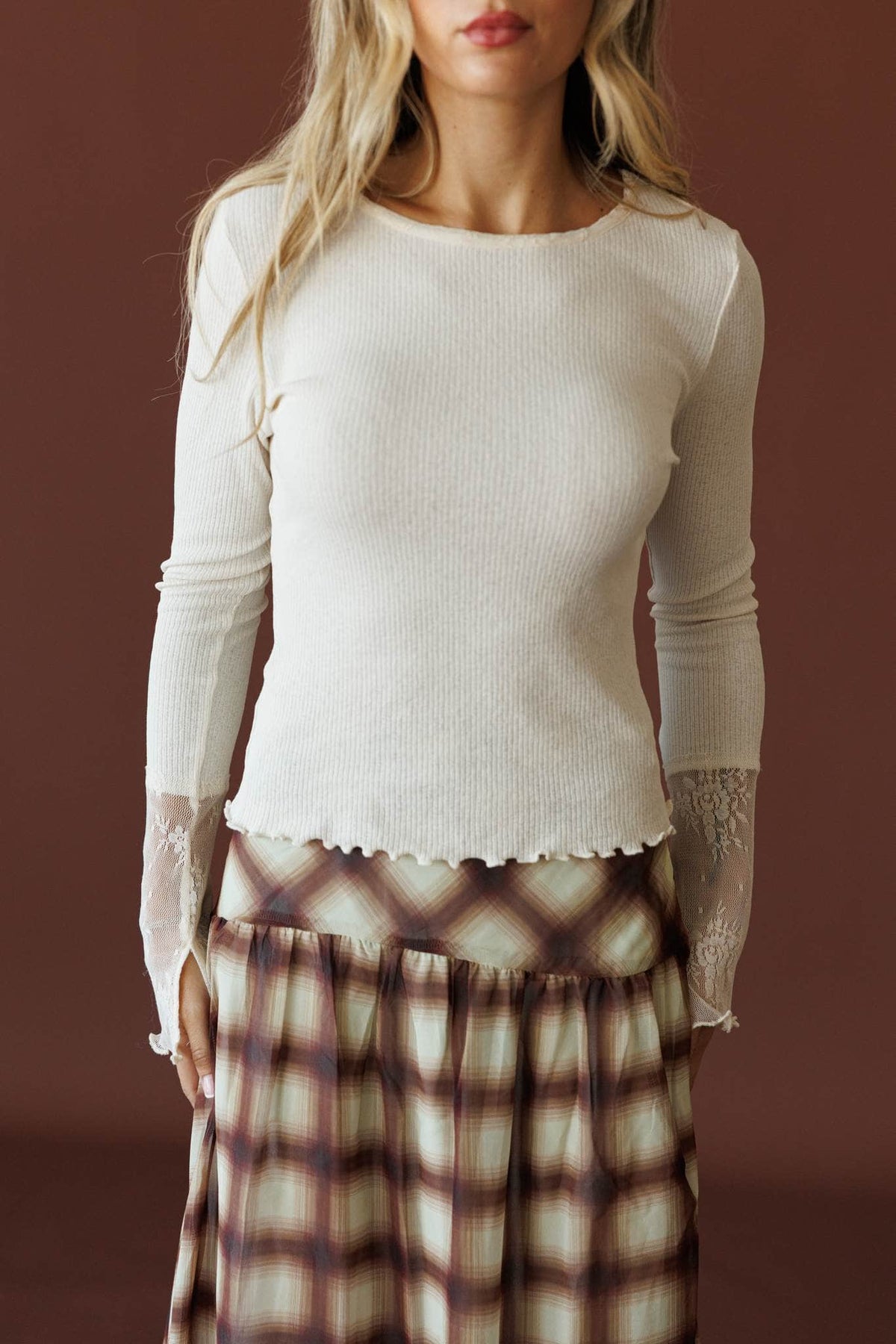 Knit Lace Mixed Top